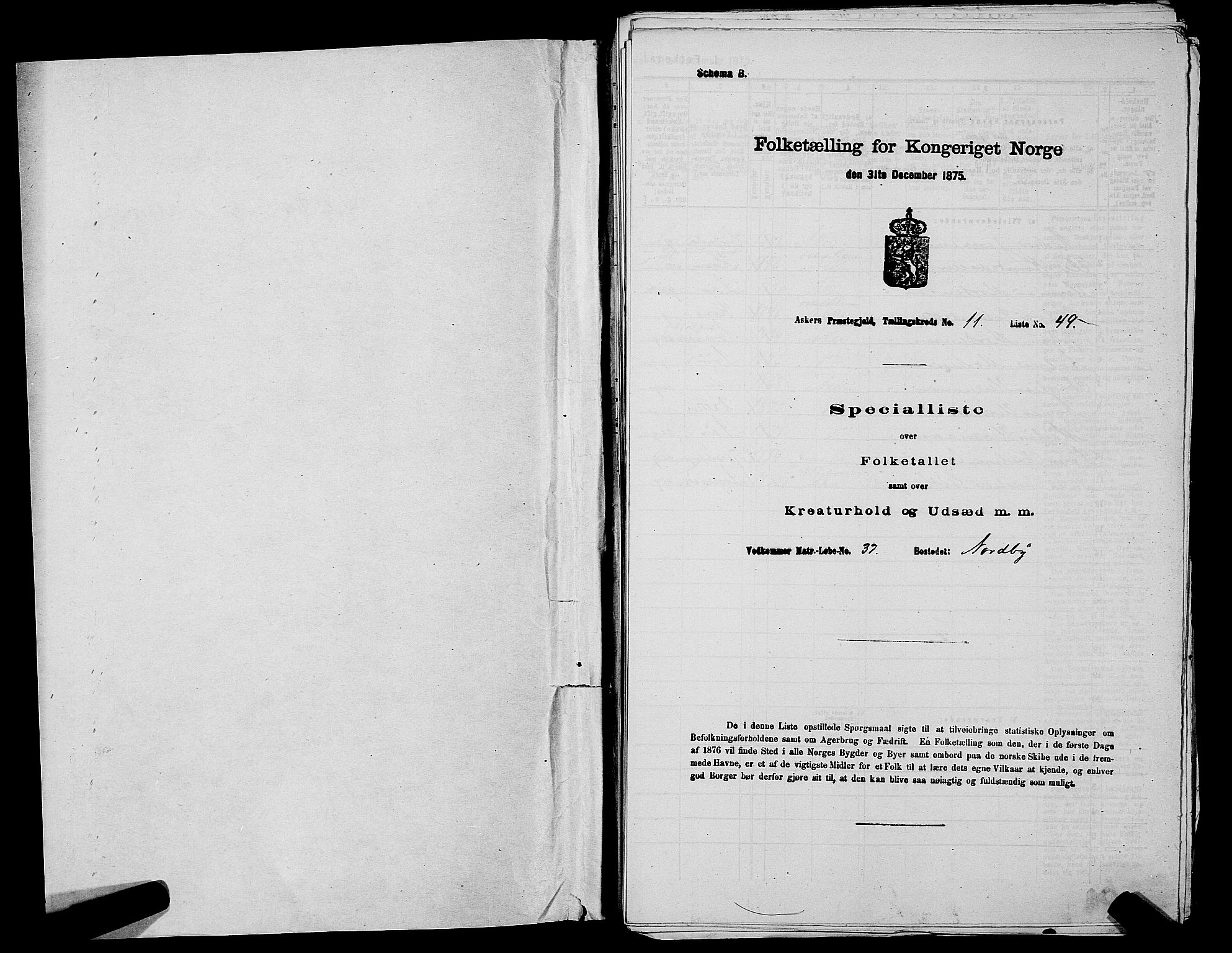 RA, 1875 census for 0220P Asker, 1875, p. 1909