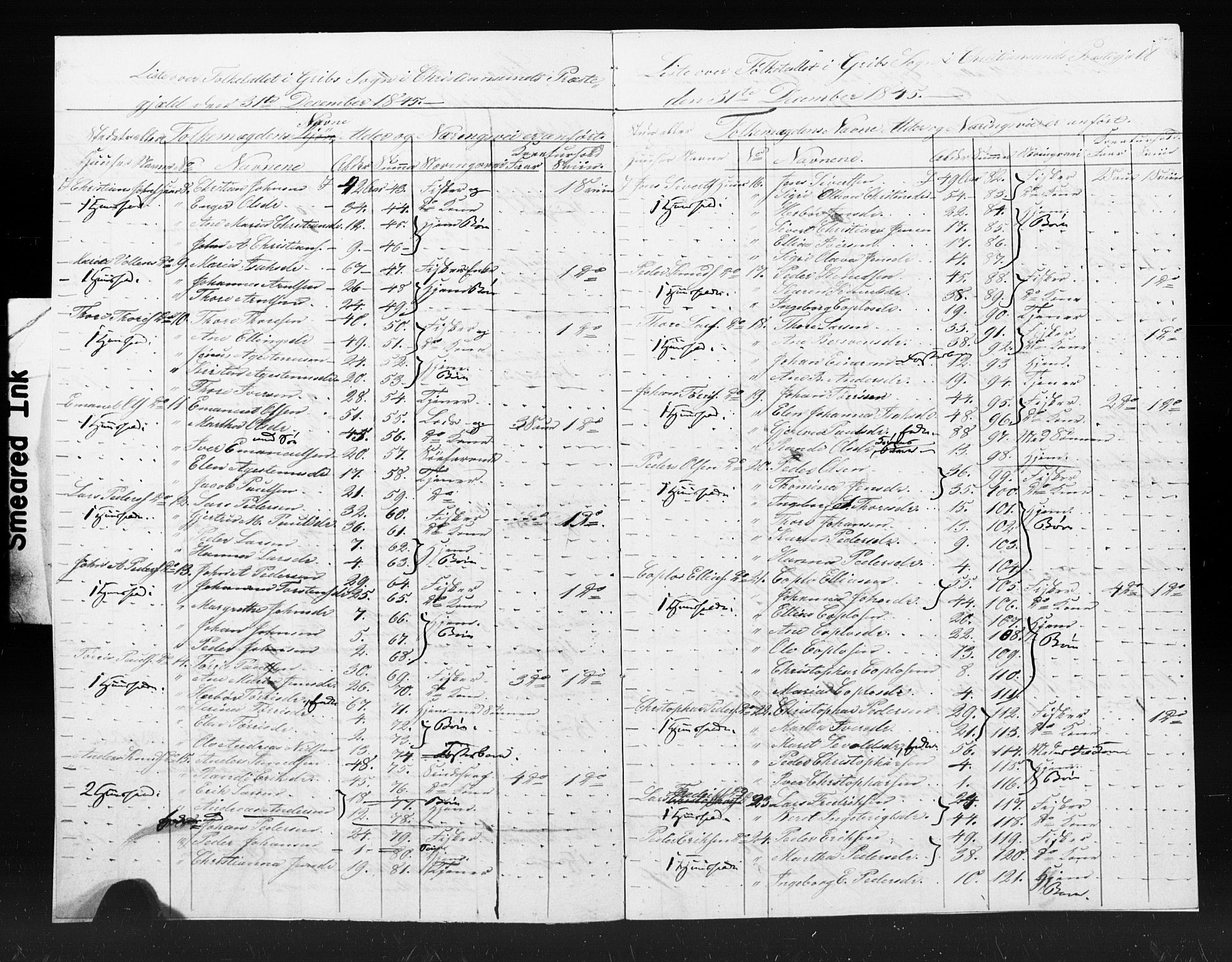 , Census 1845 for Kristiansund, 1845, p. 16