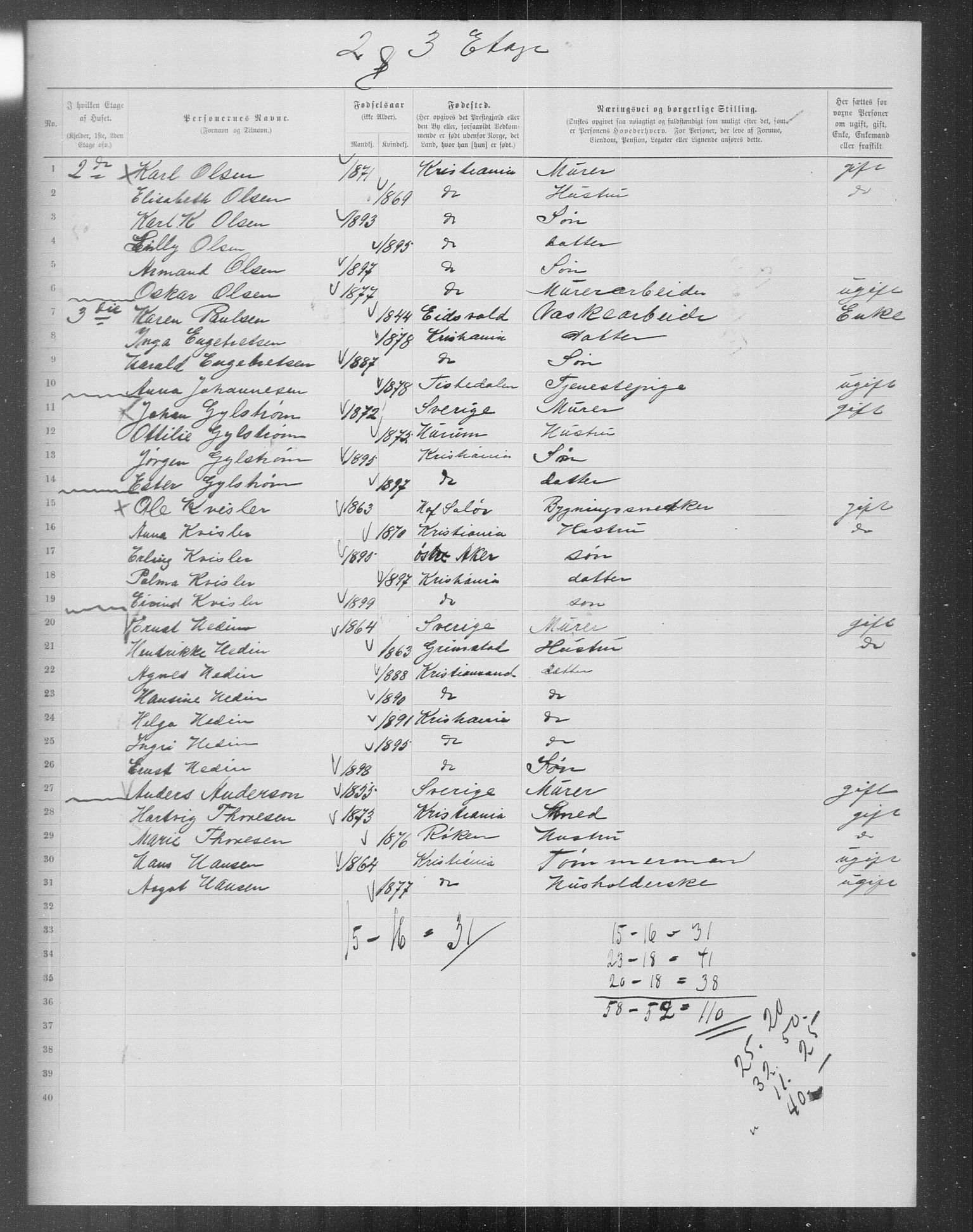 OBA, Municipal Census 1899 for Kristiania, 1899, p. 13959