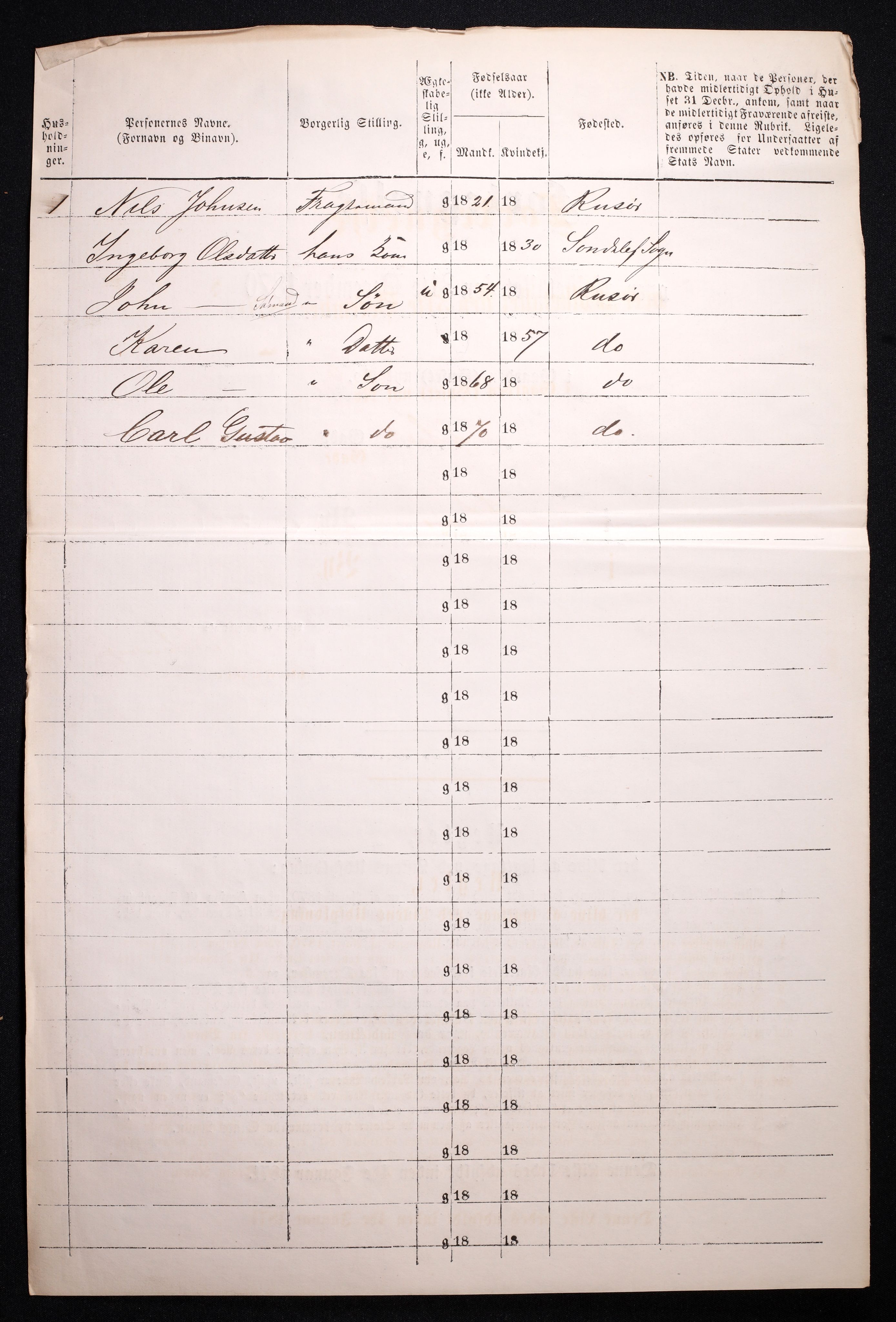 RA, 1870 census for 0901 Risør, 1870, p. 8