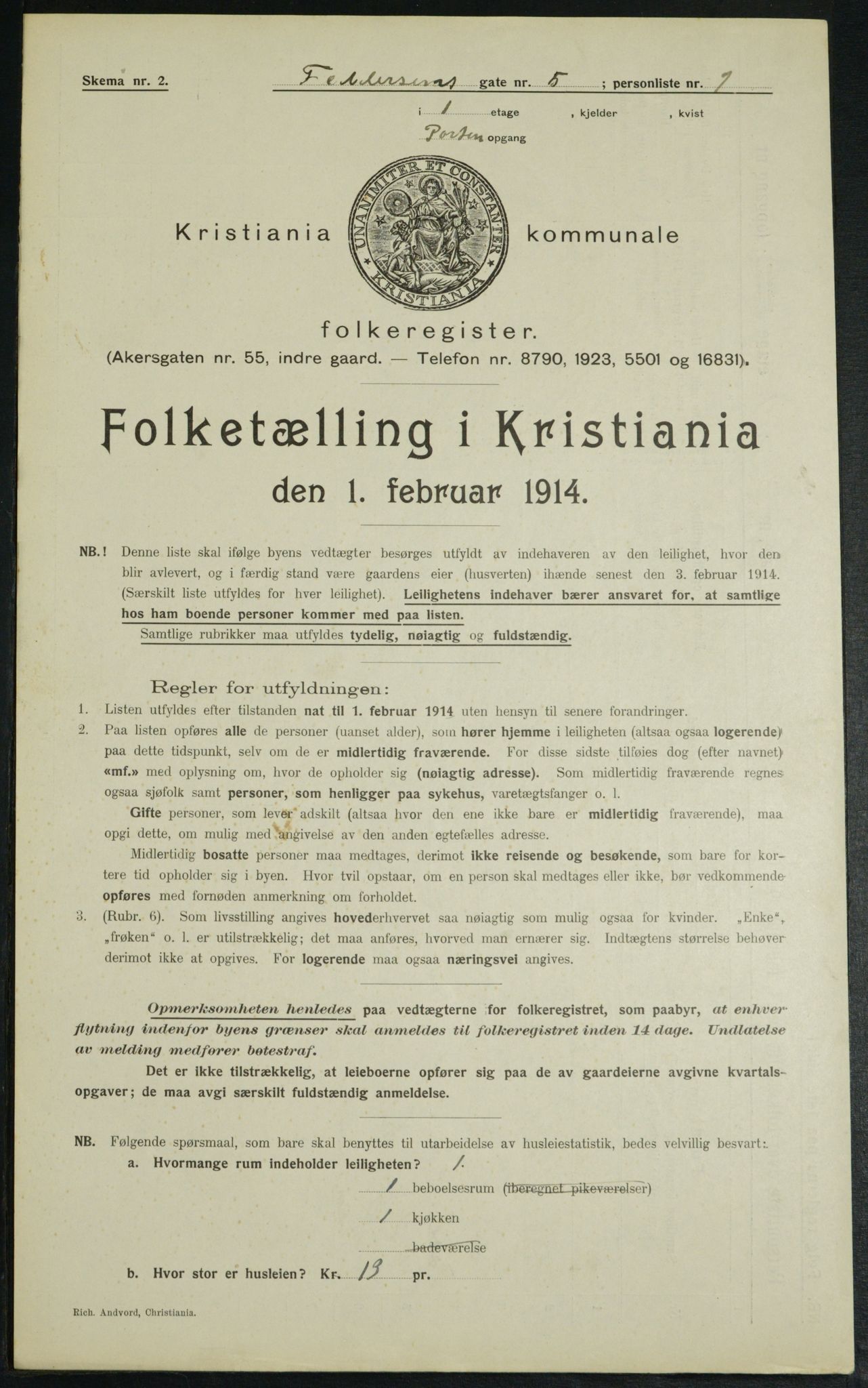 OBA, Municipal Census 1914 for Kristiania, 1914, p. 24228