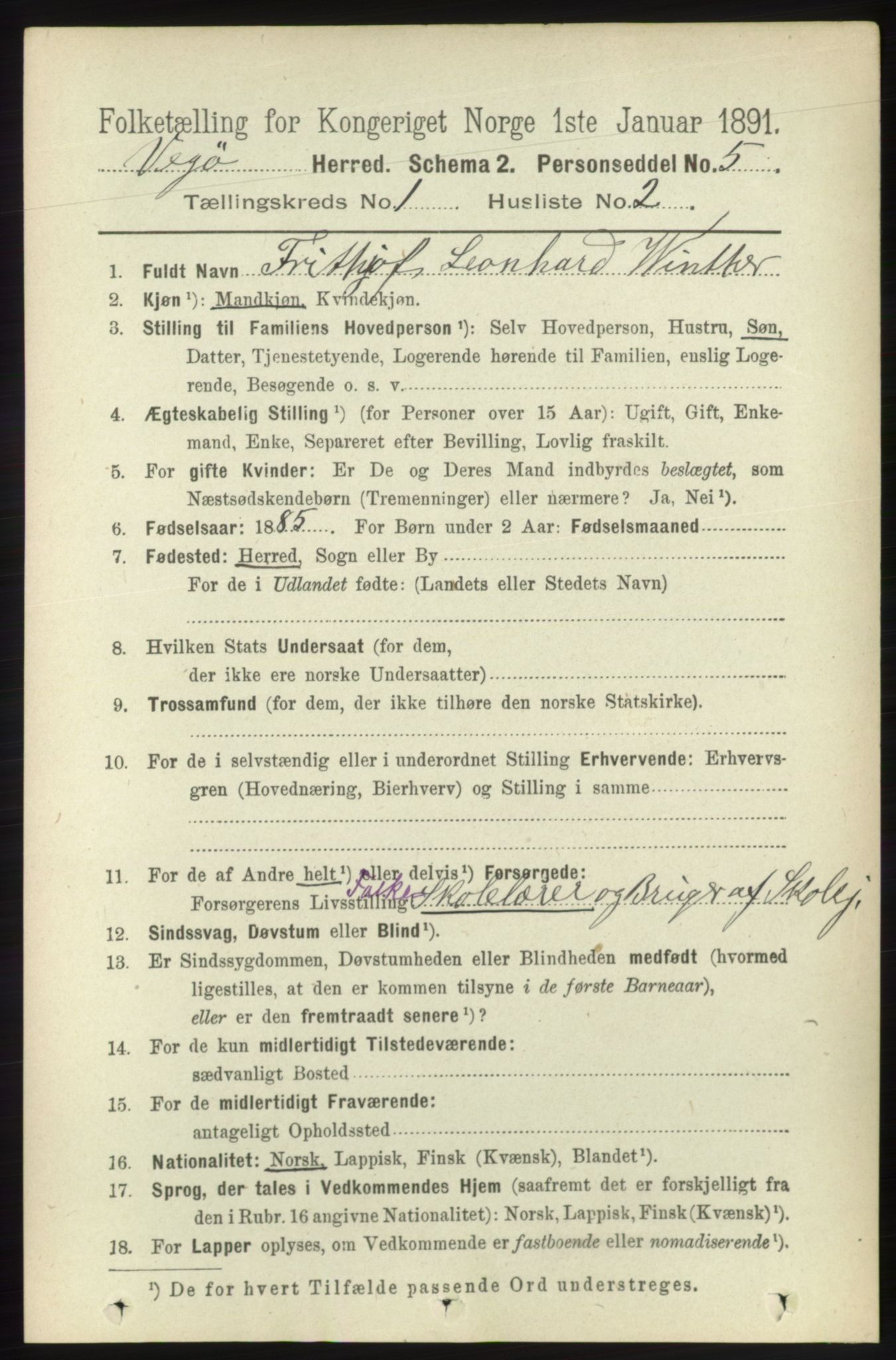 RA, 1891 census for 1815 Vega, 1891, p. 117