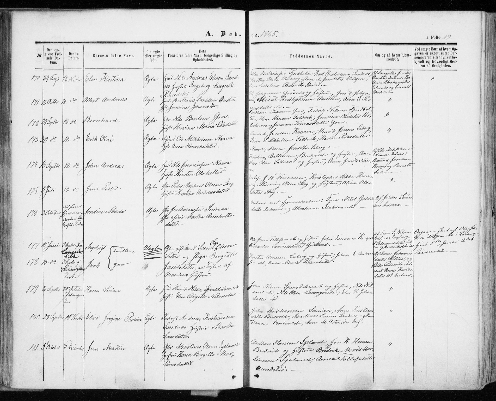 Ibestad sokneprestembete, SATØ/S-0077/H/Ha/Haa/L0009kirke: Parish register (official) no. 9, 1859-1868, p. 119