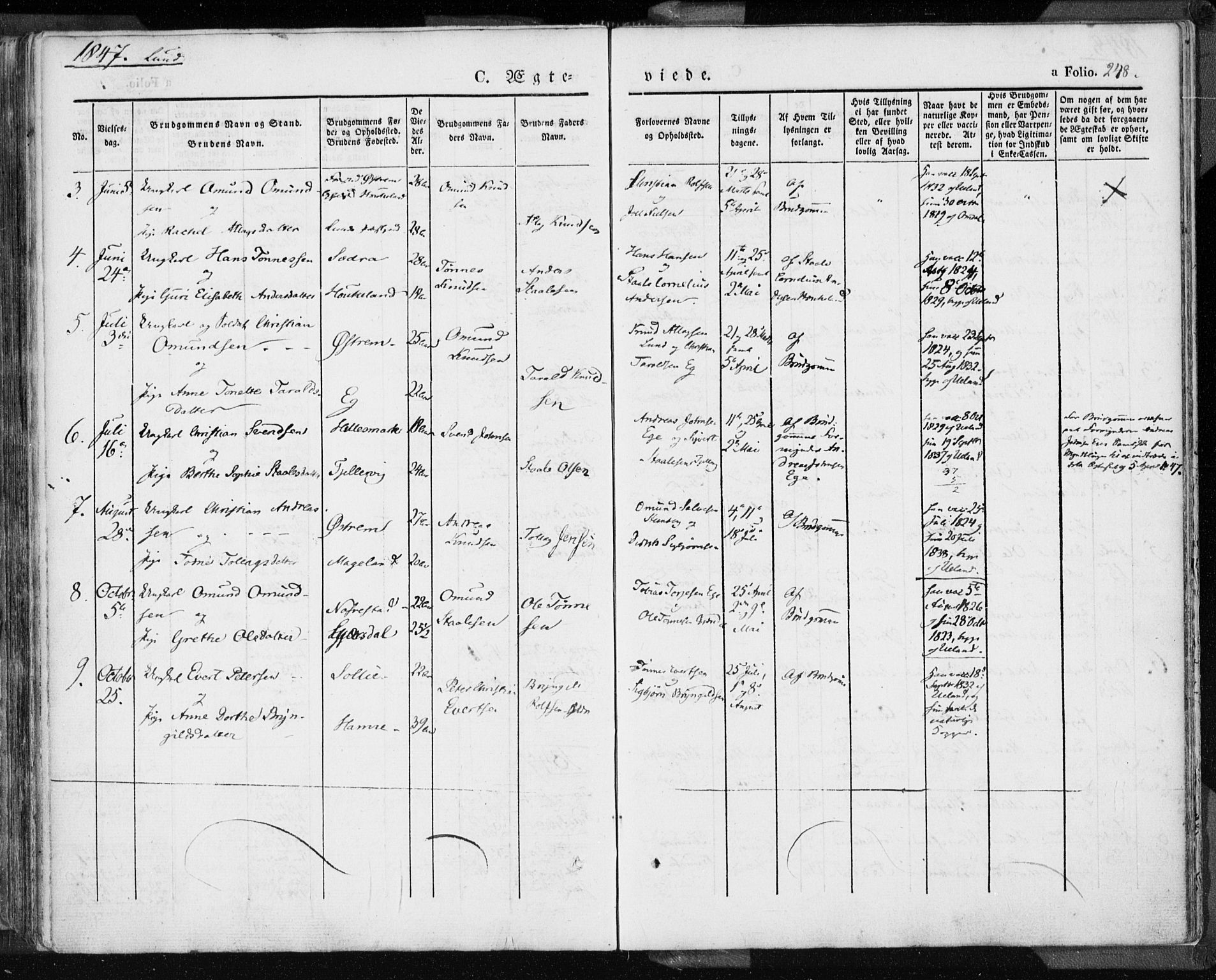 Lund sokneprestkontor, AV/SAST-A-101809/S06/L0007: Parish register (official) no. A 7.1, 1833-1854, p. 248