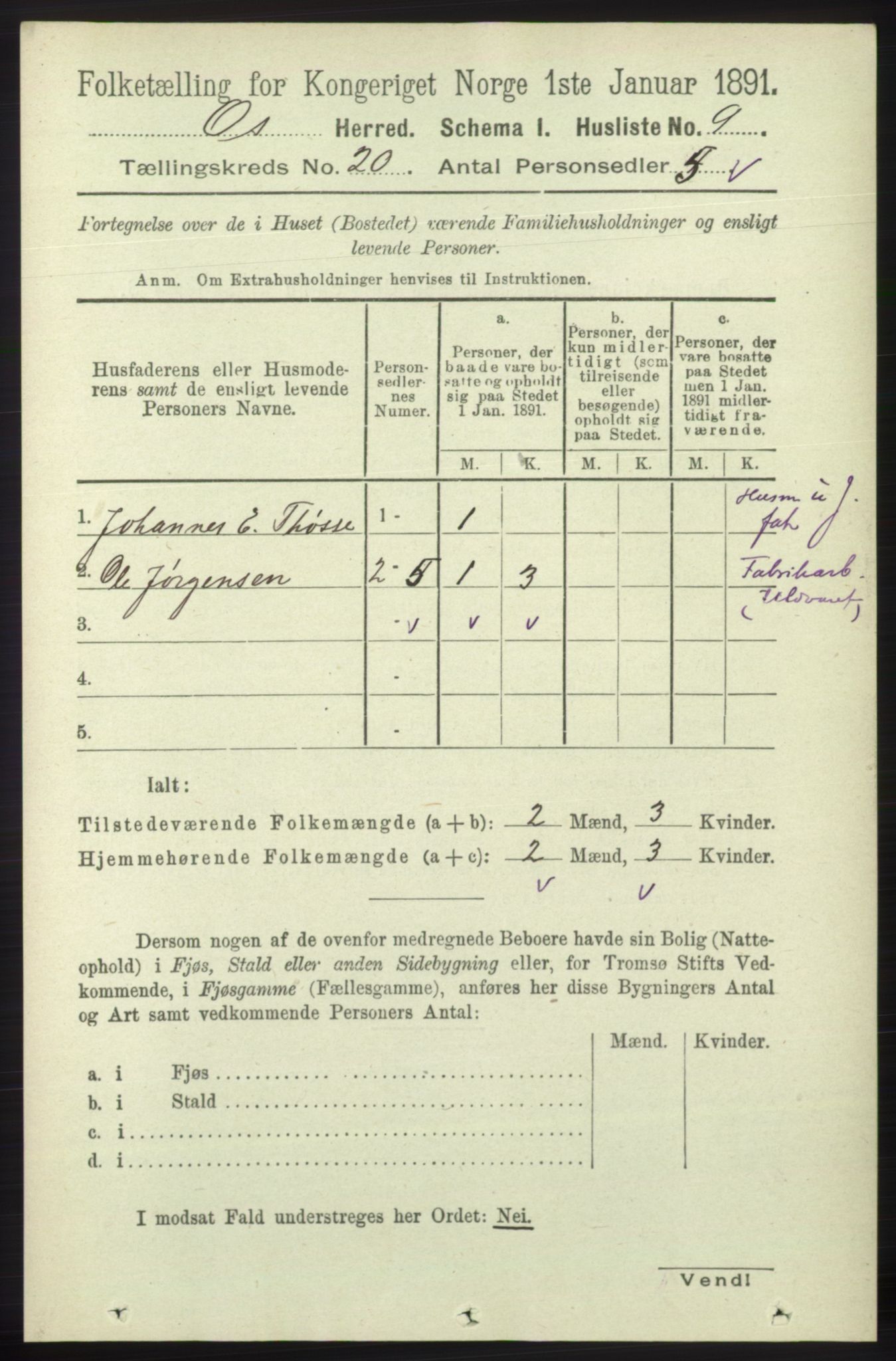 RA, 1891 census for 1243 Os, 1891, p. 4410