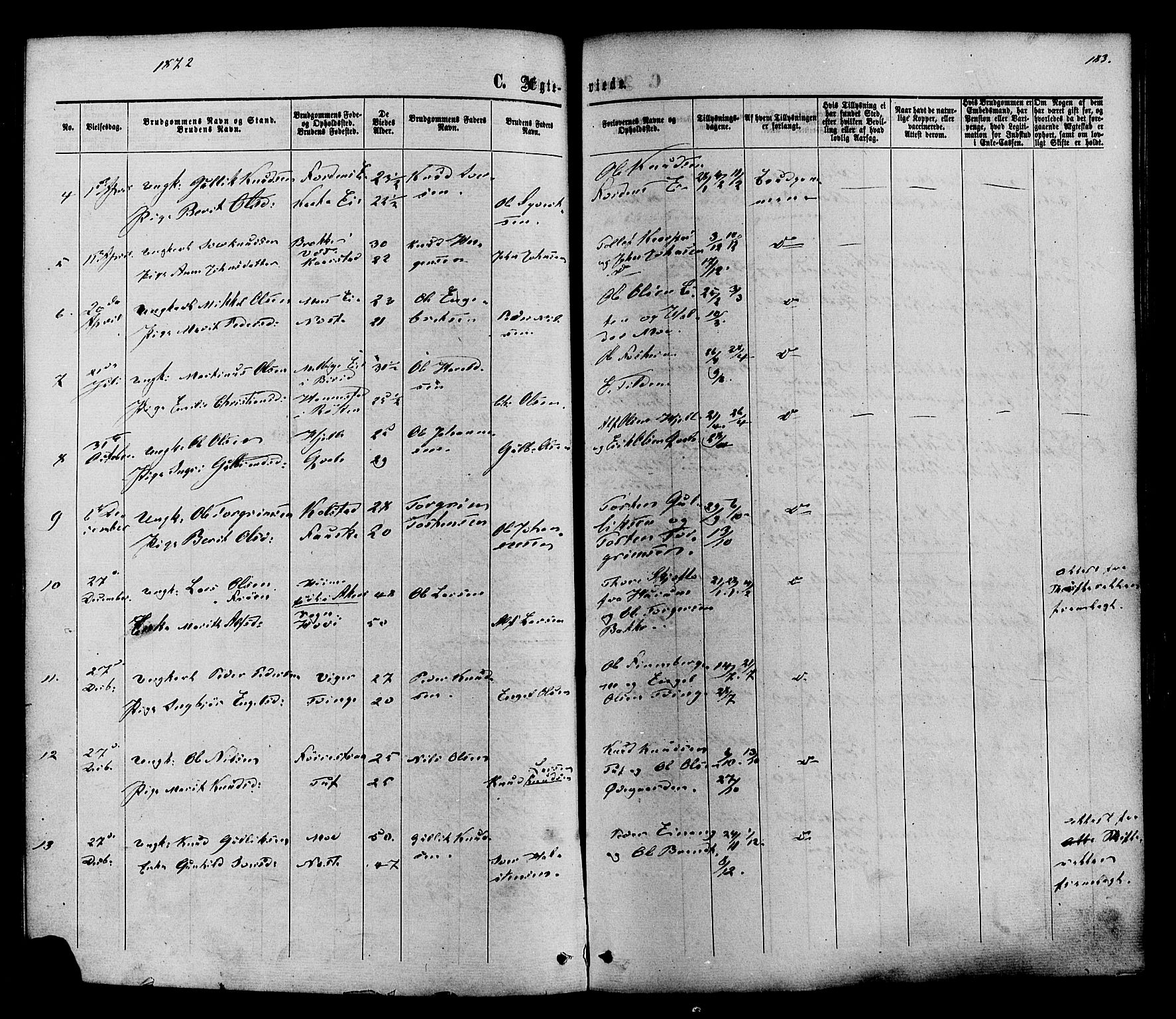 Vestre Slidre prestekontor, SAH/PREST-136/H/Ha/Haa/L0003: Parish register (official) no. 3, 1865-1880, p. 183