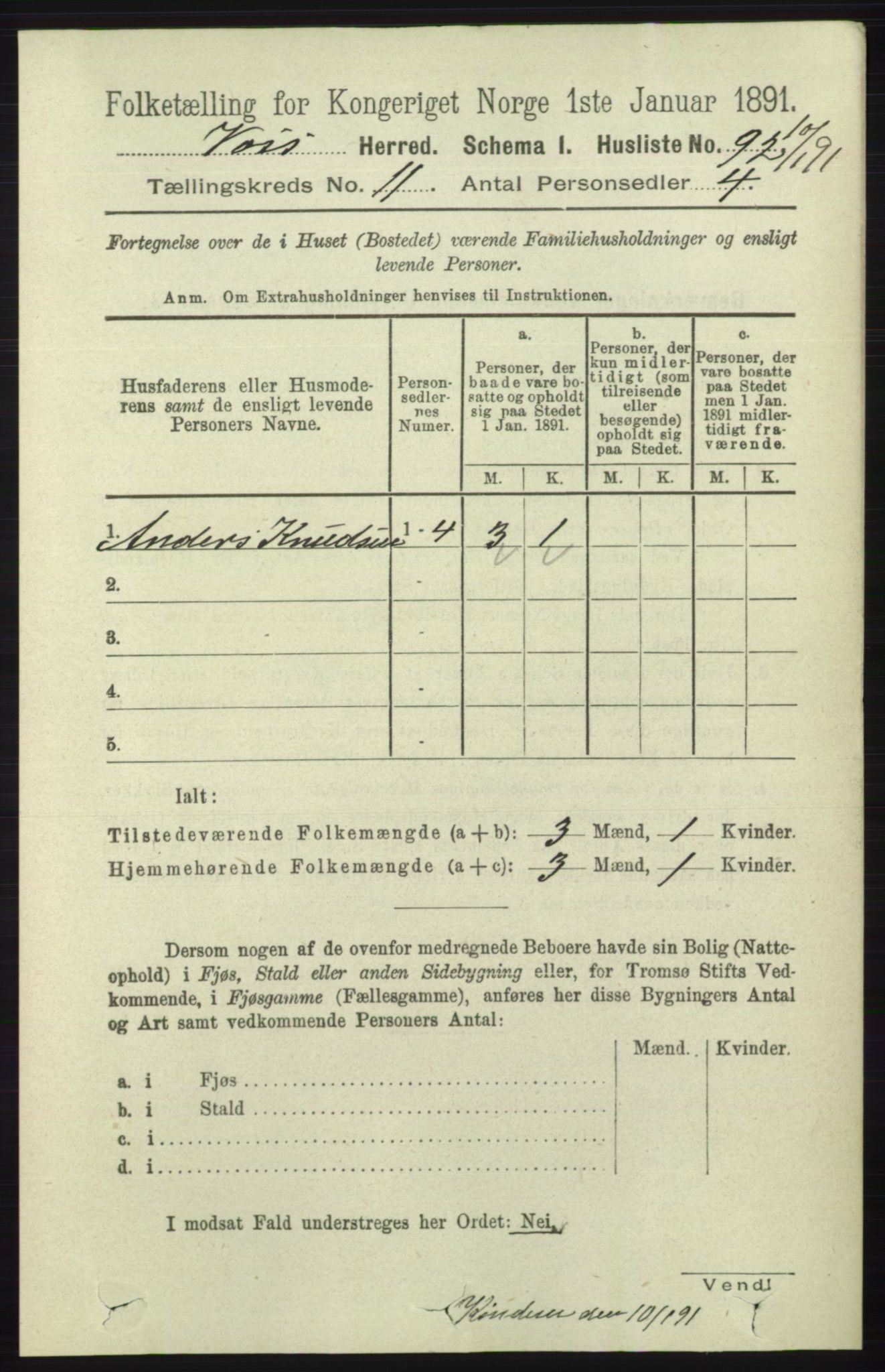 RA, 1891 census for 1235 Voss, 1891, p. 5816