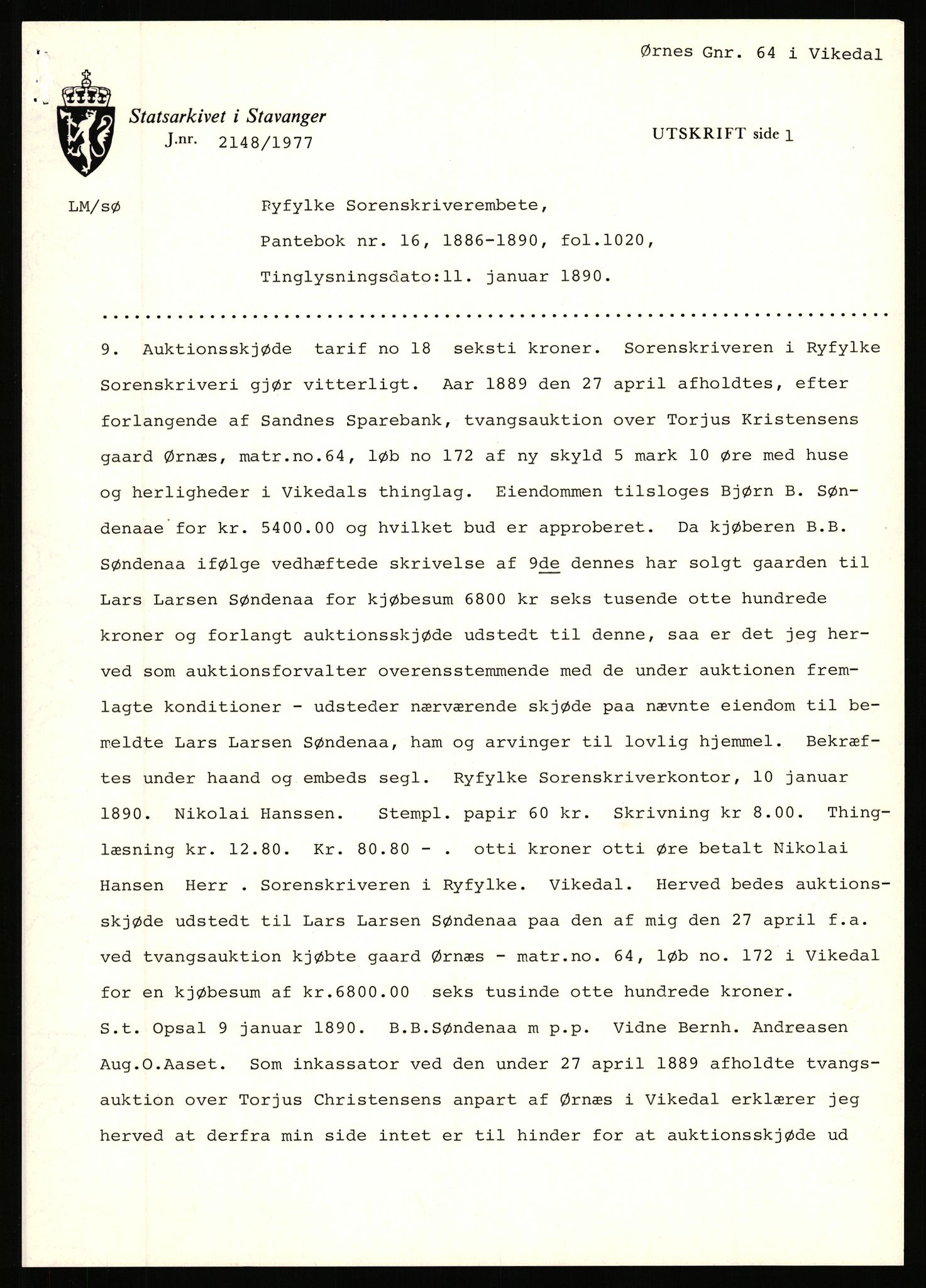 Statsarkivet i Stavanger, AV/SAST-A-101971/03/Y/Yj/L0098: Avskrifter sortert etter gårdsnavn: Øigrei - Østeinstad, 1750-1930, p. 319