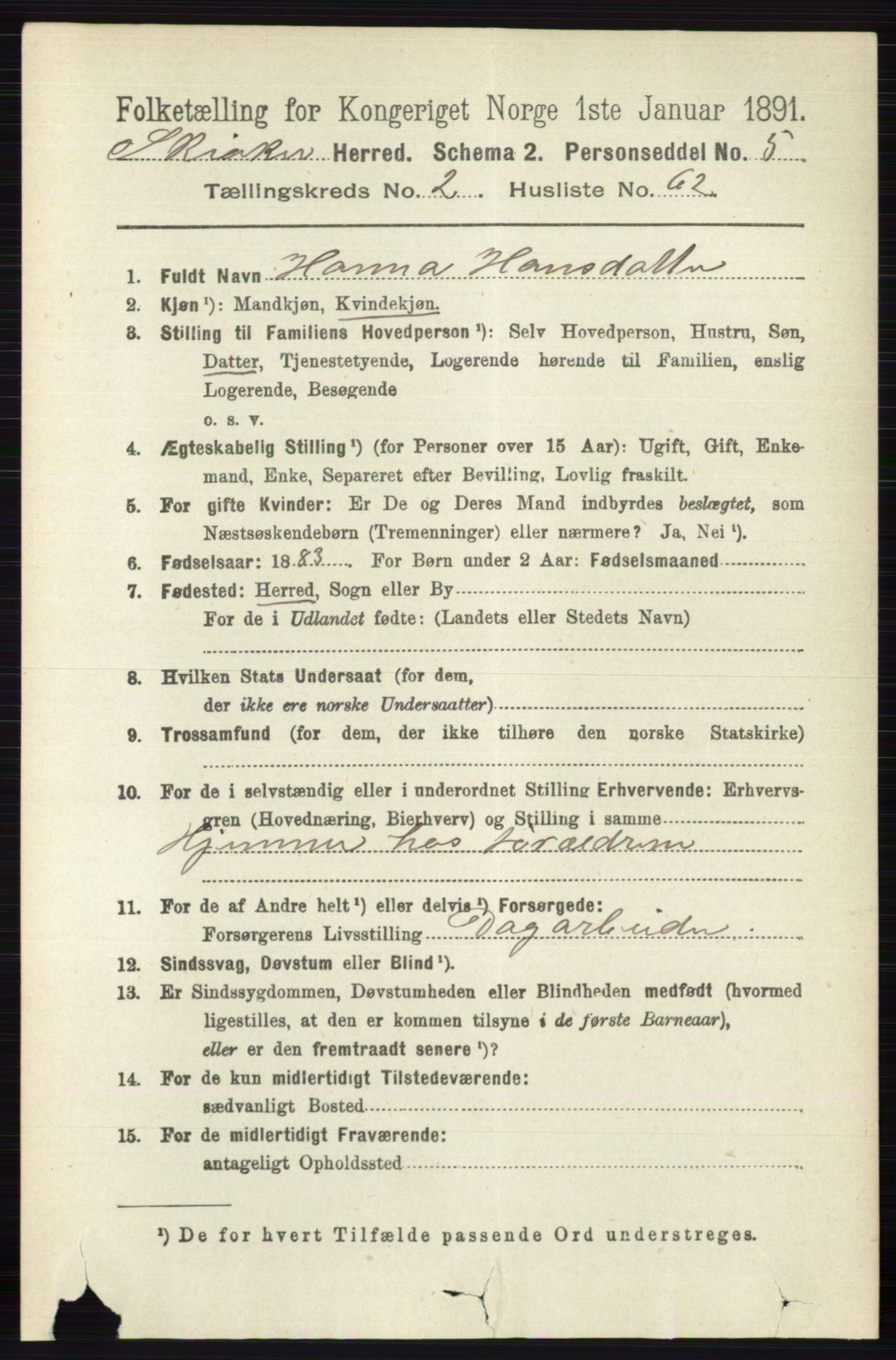 RA, 1891 census for 0513 Skjåk, 1891, p. 880