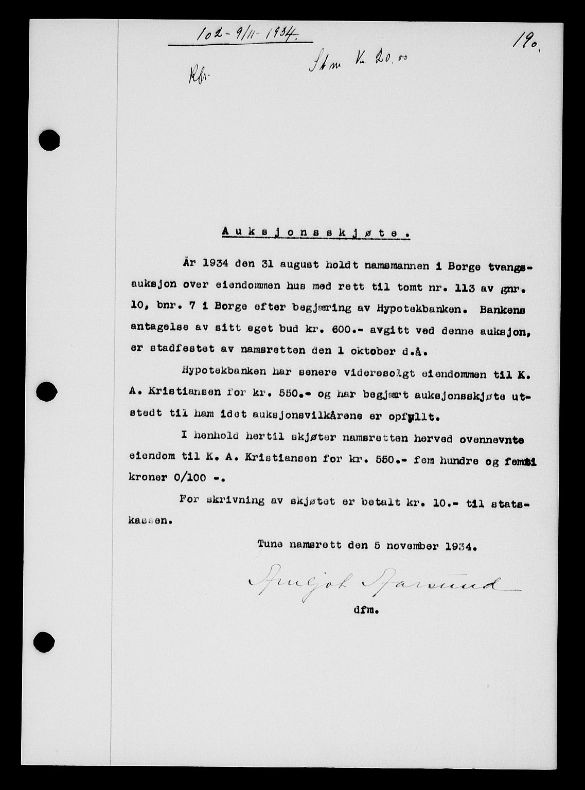 Tune sorenskriveri, AV/SAO-A-10470/G/Gb/Gbb/L0004: Mortgage book no. II 20-24, 1933-1935, Deed date: 09.11.1934