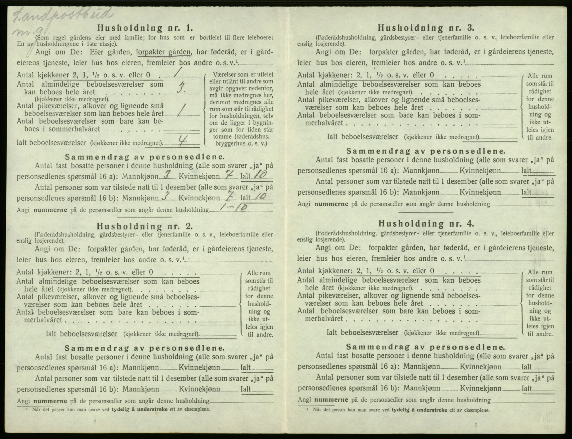 SAB, 1920 census for Bremnes, 1920, p. 66