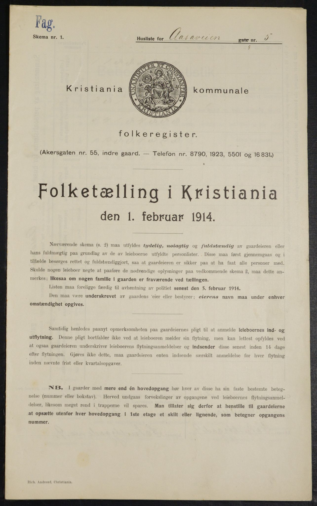 OBA, Municipal Census 1914 for Kristiania, 1914, p. 131947