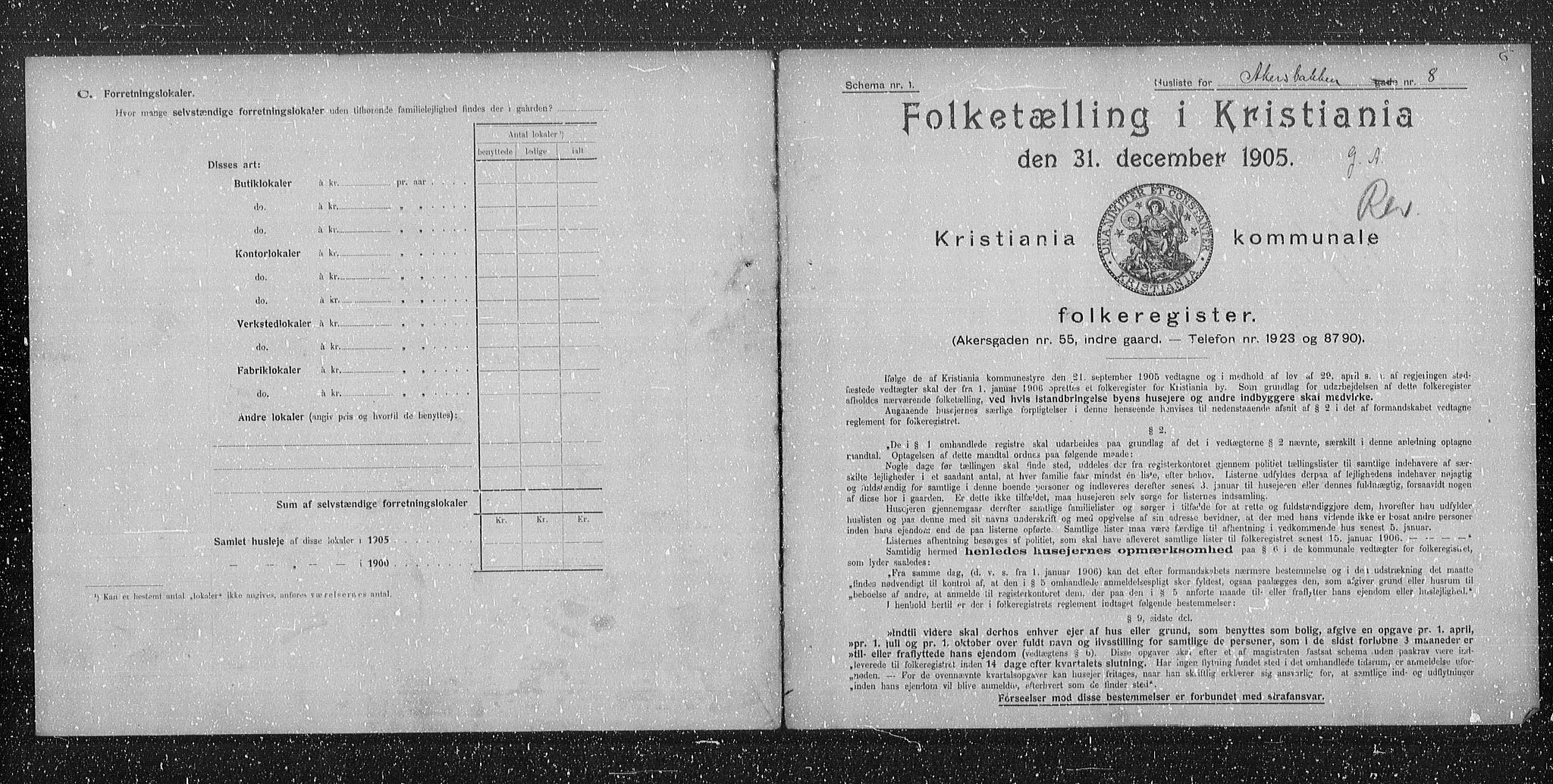 OBA, Municipal Census 1905 for Kristiania, 1905, p. 18