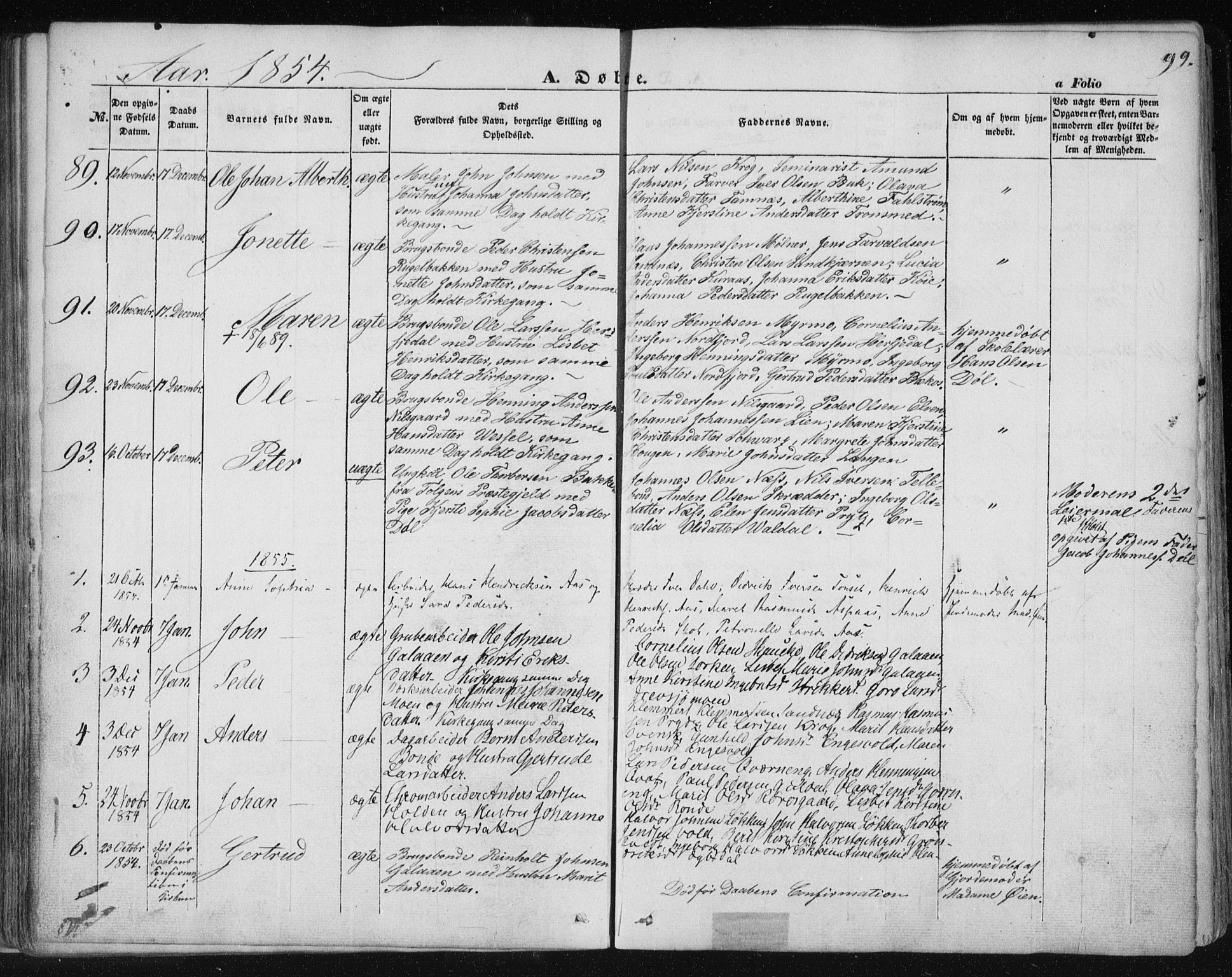 Ministerialprotokoller, klokkerbøker og fødselsregistre - Sør-Trøndelag, SAT/A-1456/681/L0931: Parish register (official) no. 681A09, 1845-1859, p. 99