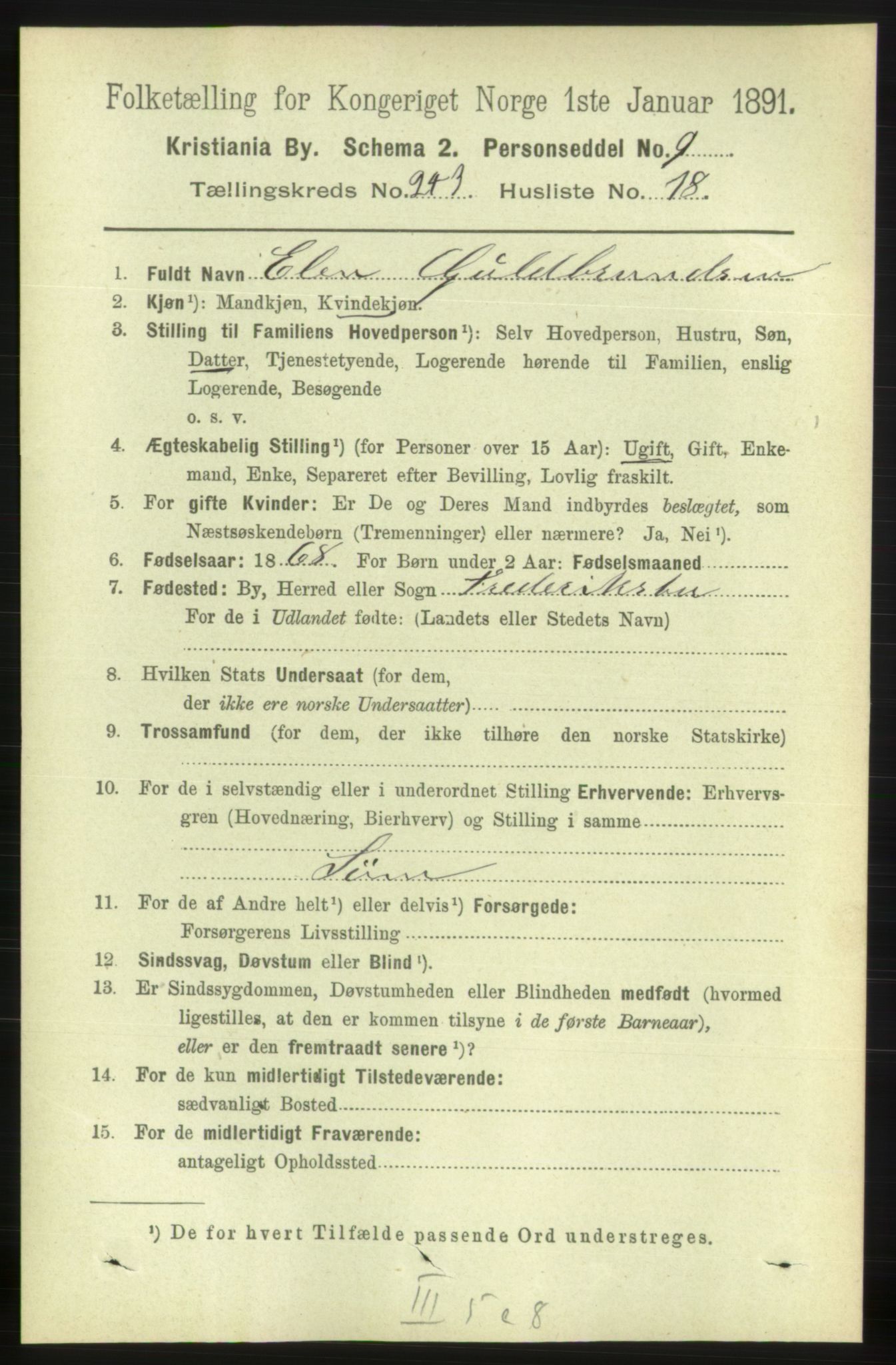 RA, 1891 census for 0301 Kristiania, 1891, p. 148170
