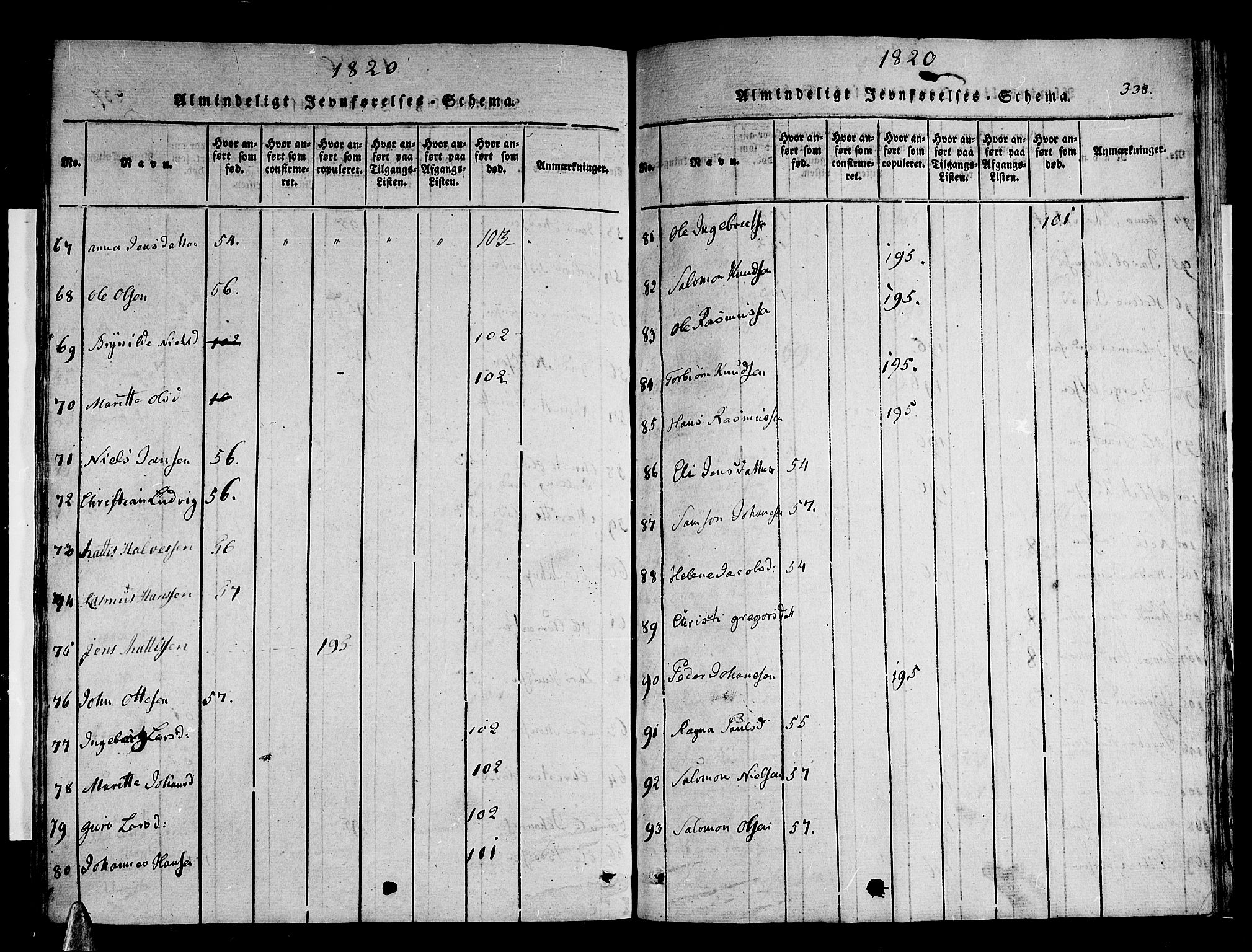 Stord sokneprestembete, AV/SAB-A-78201/H/Haa: Parish register (official) no. A 5, 1816-1825, p. 338