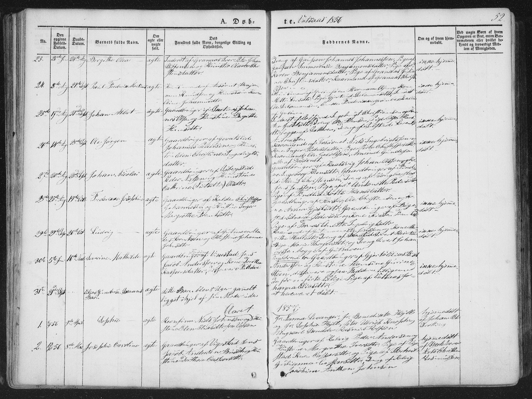 Ministerialprotokoller, klokkerbøker og fødselsregistre - Nordland, SAT/A-1459/810/L0144: Parish register (official) no. 810A07 /1, 1841-1862, p. 52