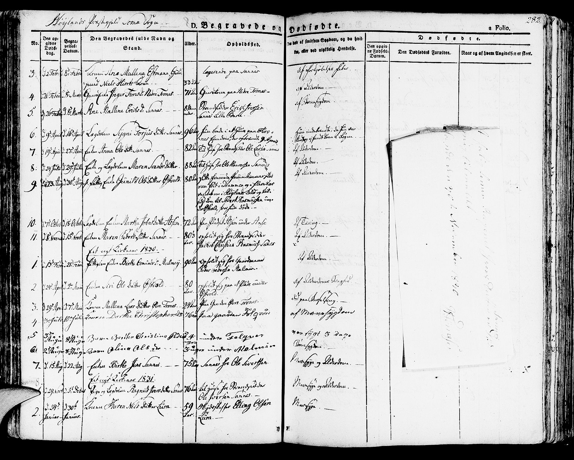 Høyland sokneprestkontor, SAST/A-101799/001/30BA/L0007: Parish register (official) no. A 7 /2, 1825-1841, p. 282