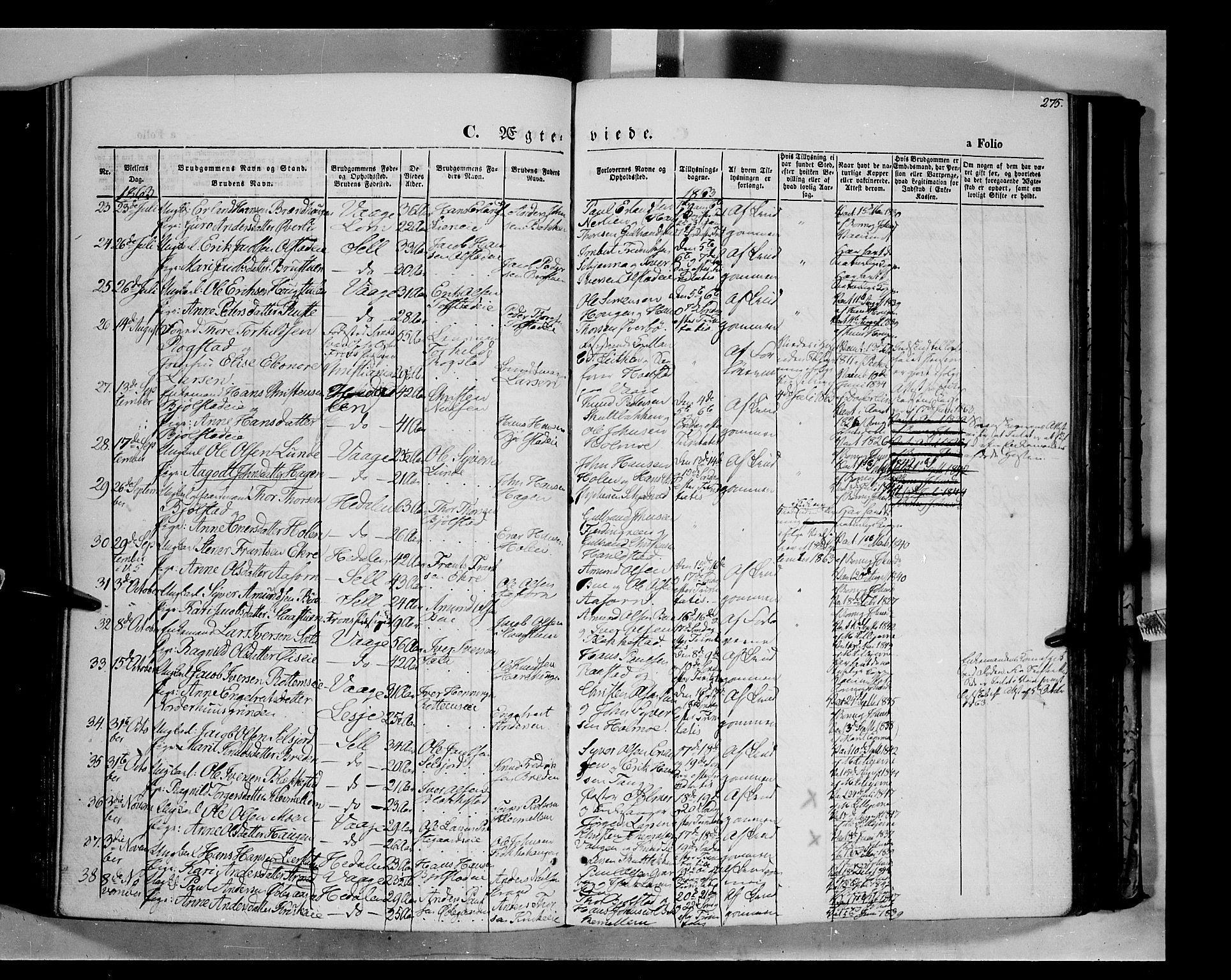 Vågå prestekontor, SAH/PREST-076/H/Ha/Haa/L0006: Parish register (official) no. 6 /1, 1856-1872, p. 275