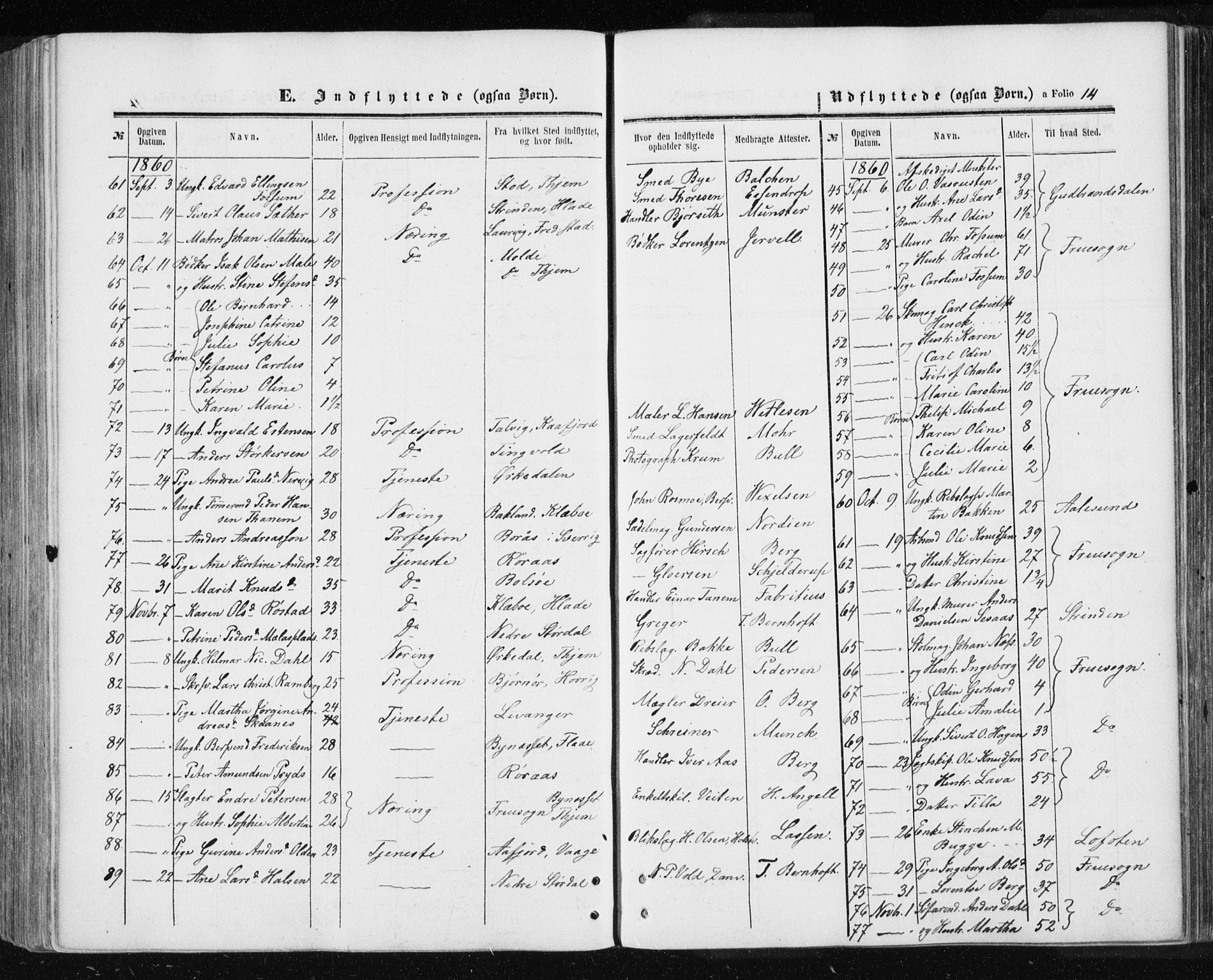 Ministerialprotokoller, klokkerbøker og fødselsregistre - Sør-Trøndelag, SAT/A-1456/601/L0053: Parish register (official) no. 601A21, 1857-1865, p. 14