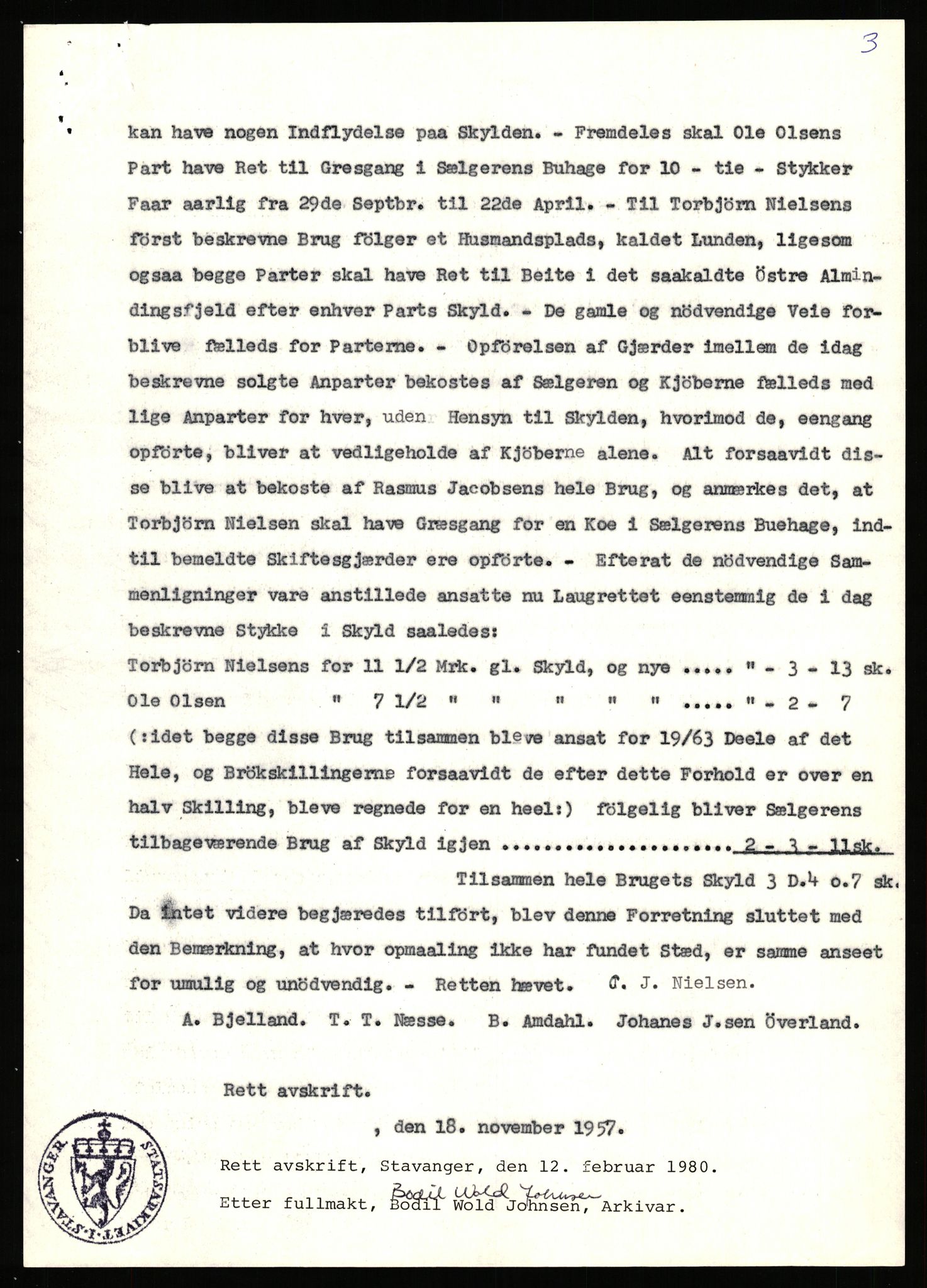 Statsarkivet i Stavanger, AV/SAST-A-101971/03/Y/Yj/L0006: Avskrifter sortert etter gårdsnavn: Bakke - Baustad, 1750-1930, p. 603