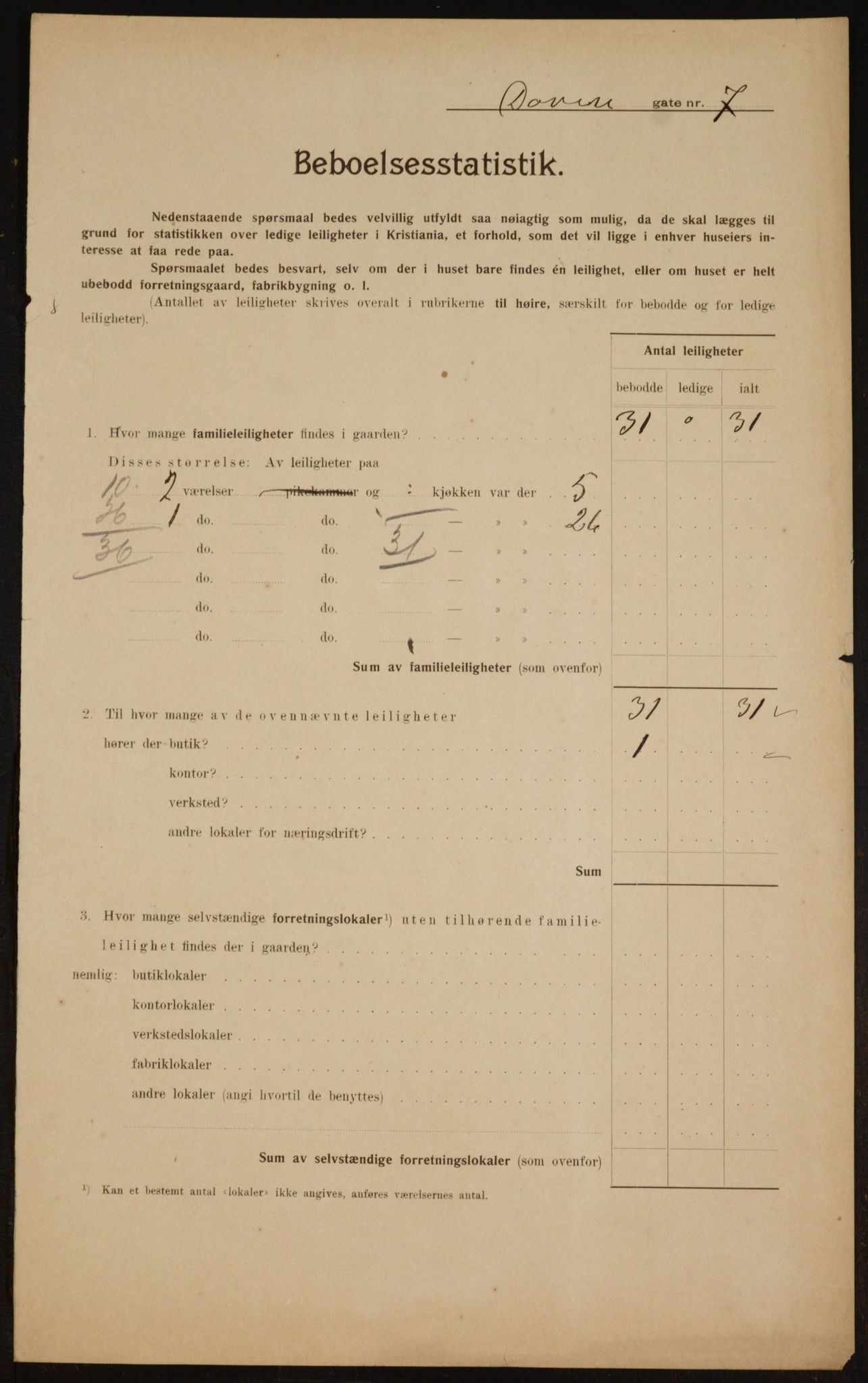 OBA, Municipal Census 1910 for Kristiania, 1910, p. 15538