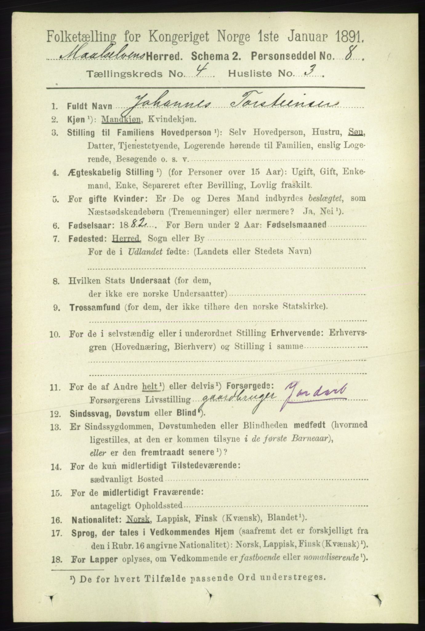 RA, 1891 census for 1924 Målselv, 1891, p. 1102