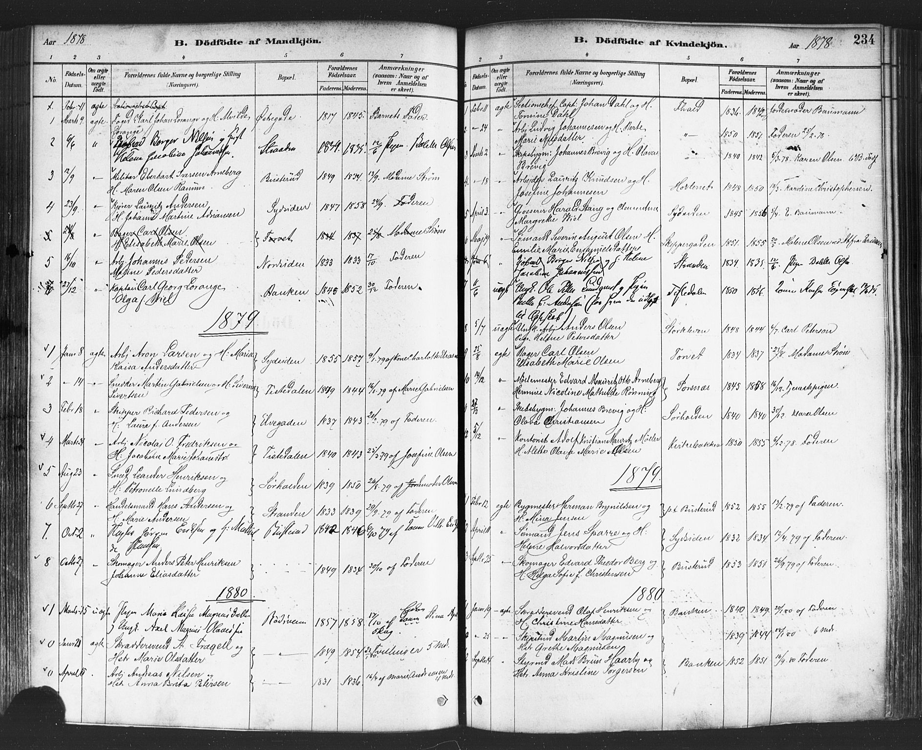 Halden prestekontor Kirkebøker, SAO/A-10909/F/Fa/L0011: Parish register (official) no. I 11, 1878-1889, p. 234