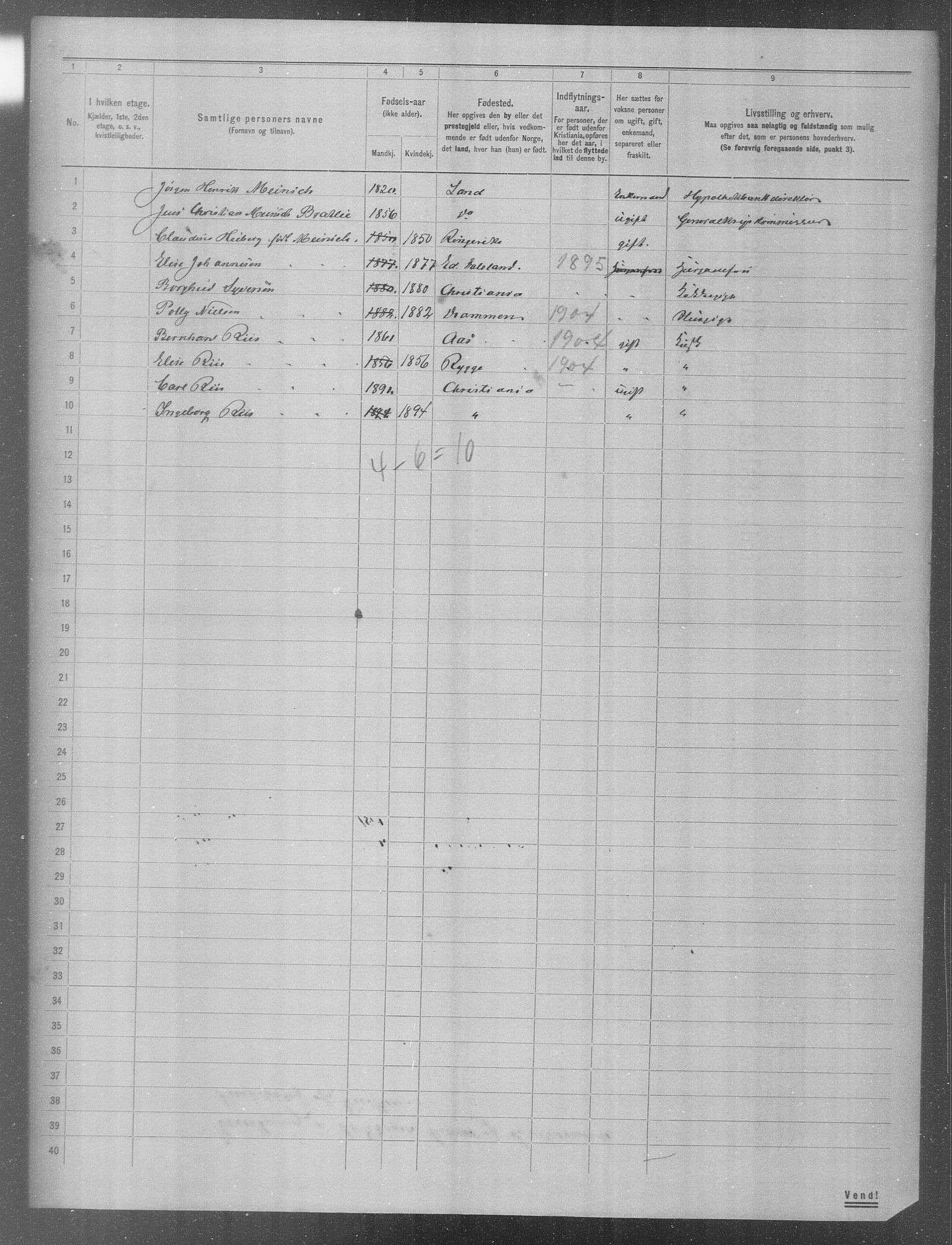 OBA, Municipal Census 1904 for Kristiania, 1904, p. 1424