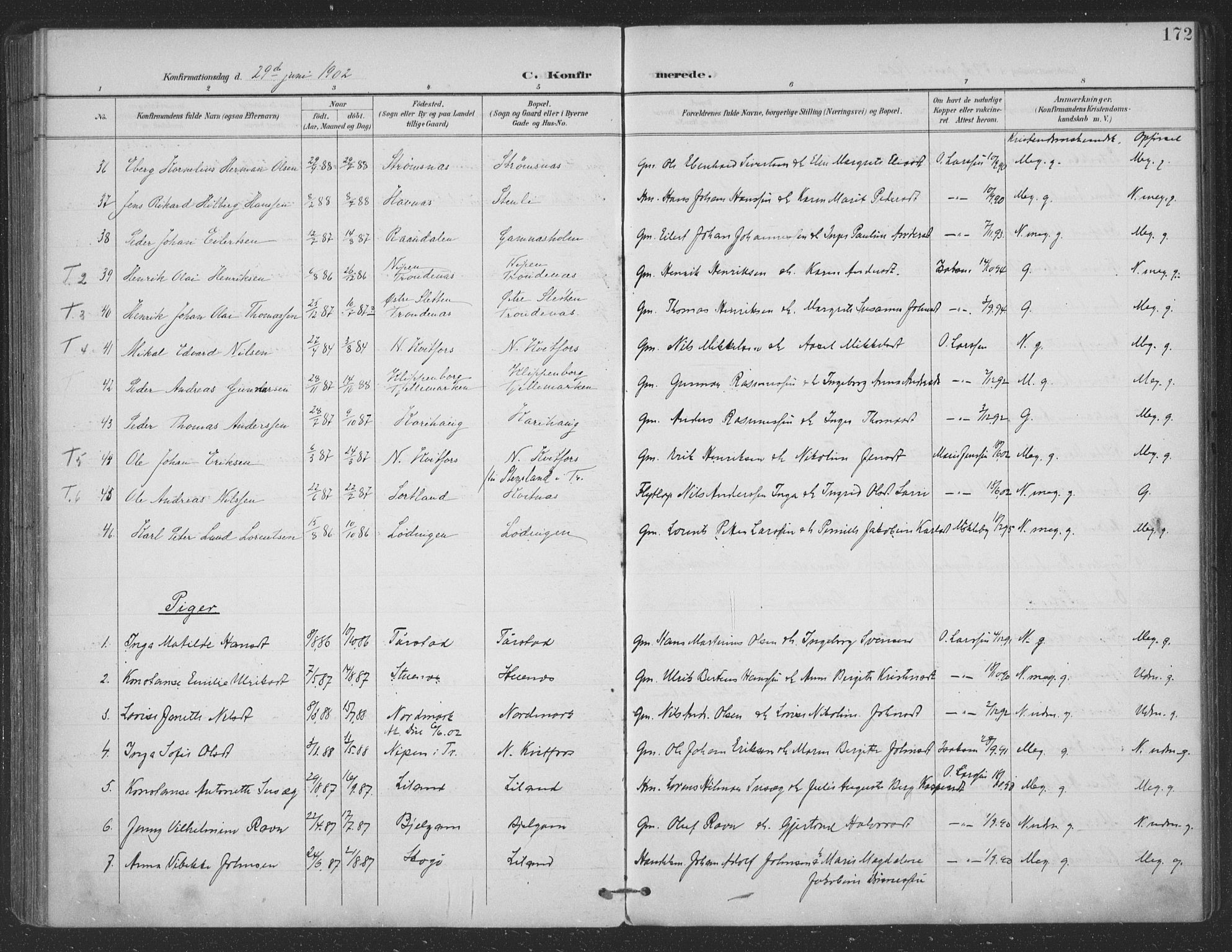 Ministerialprotokoller, klokkerbøker og fødselsregistre - Nordland, AV/SAT-A-1459/863/L0899: Parish register (official) no. 863A11, 1897-1906, p. 172