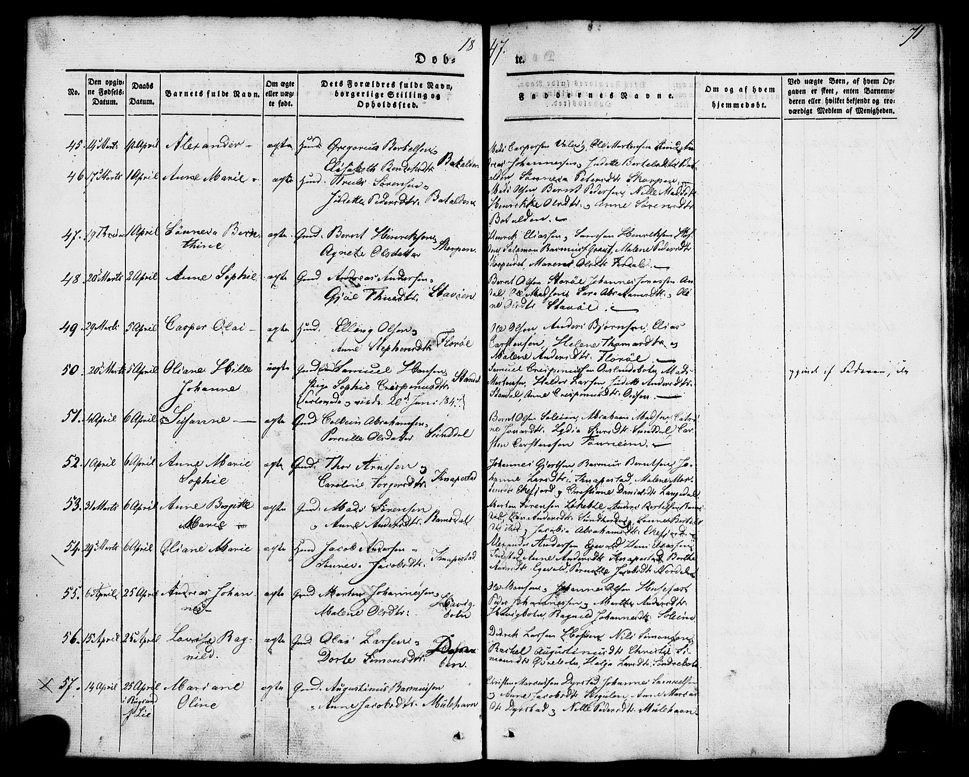 Kinn sokneprestembete, AV/SAB-A-80801/H/Haa/Haaa/L0005: Parish register (official) no. A 5, 1841-1857, p. 71