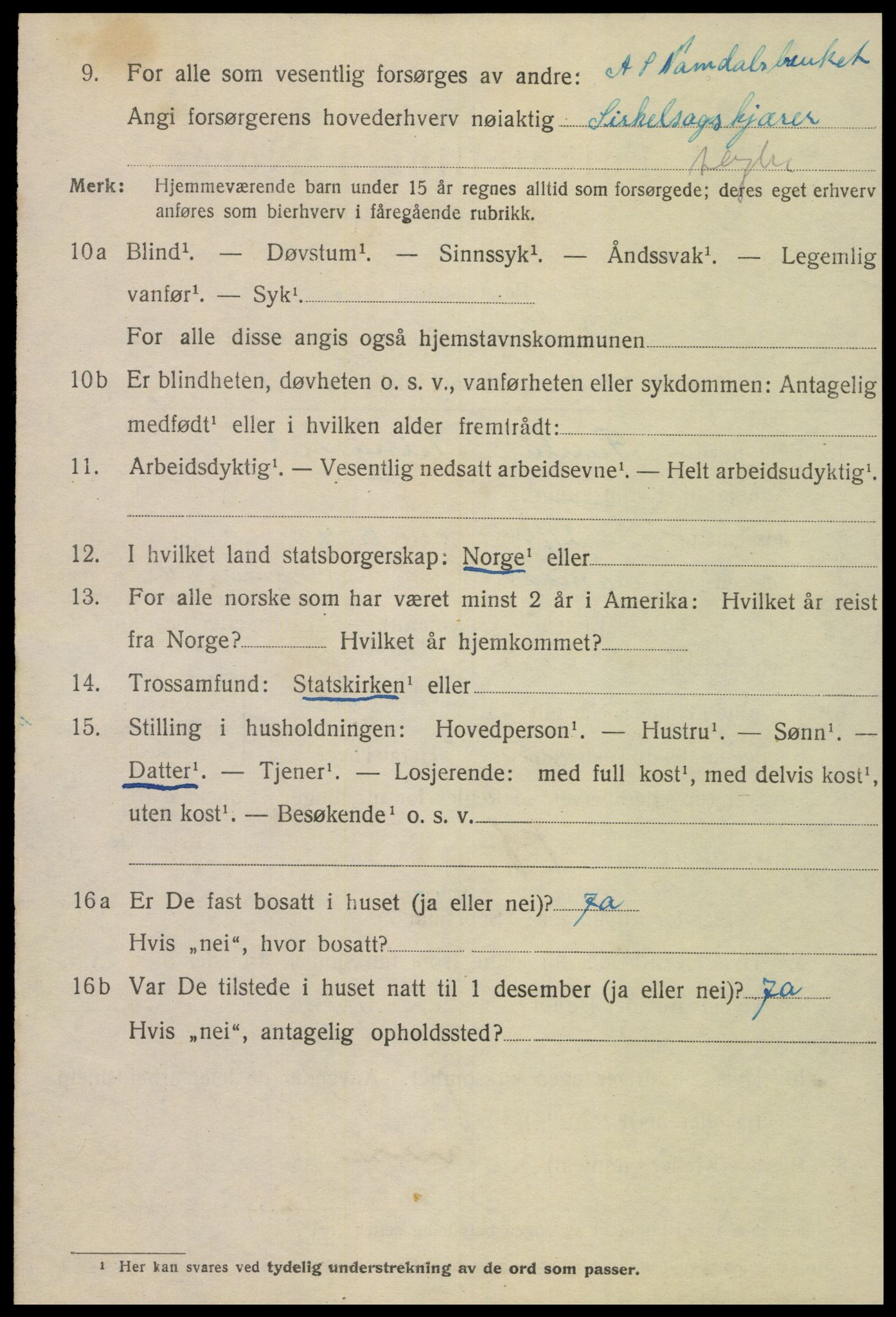 SAT, 1920 census for Namsos, 1920, p. 6336