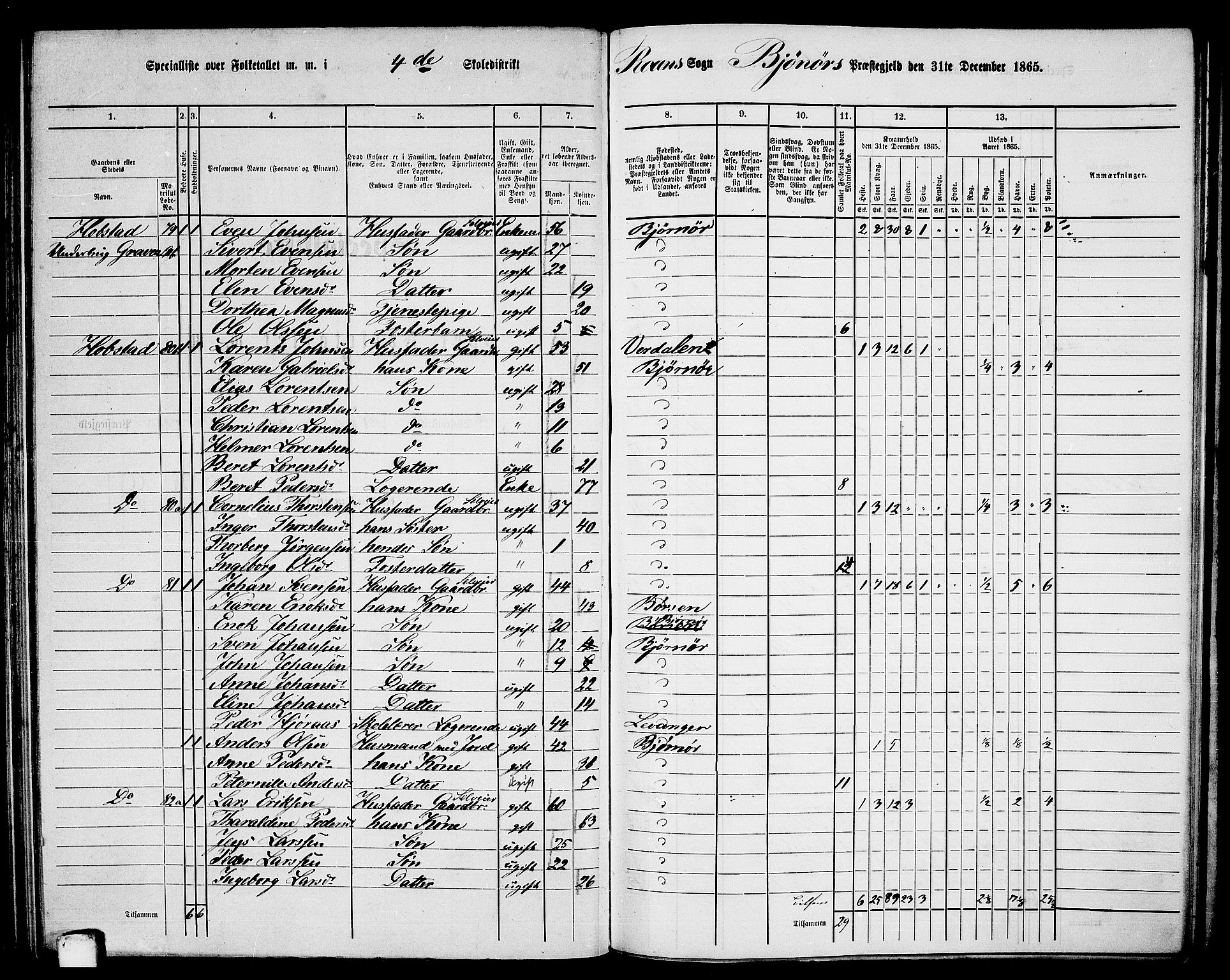 RA, 1865 census for Bjørnør, 1865, p. 73