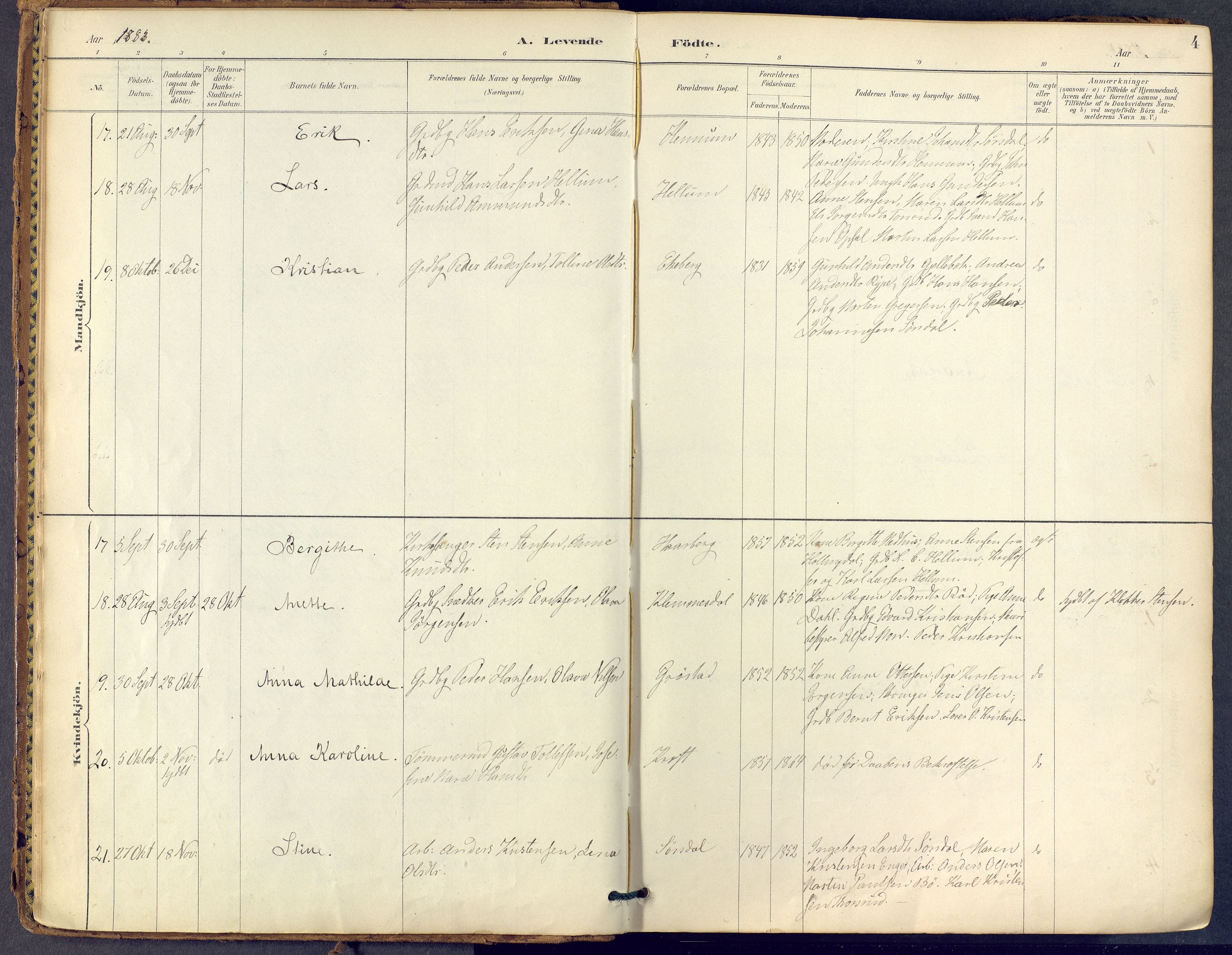 Lier kirkebøker, SAKO/A-230/F/Fb/L0001: Parish register (official) no. II 1, 1883-1910, p. 4