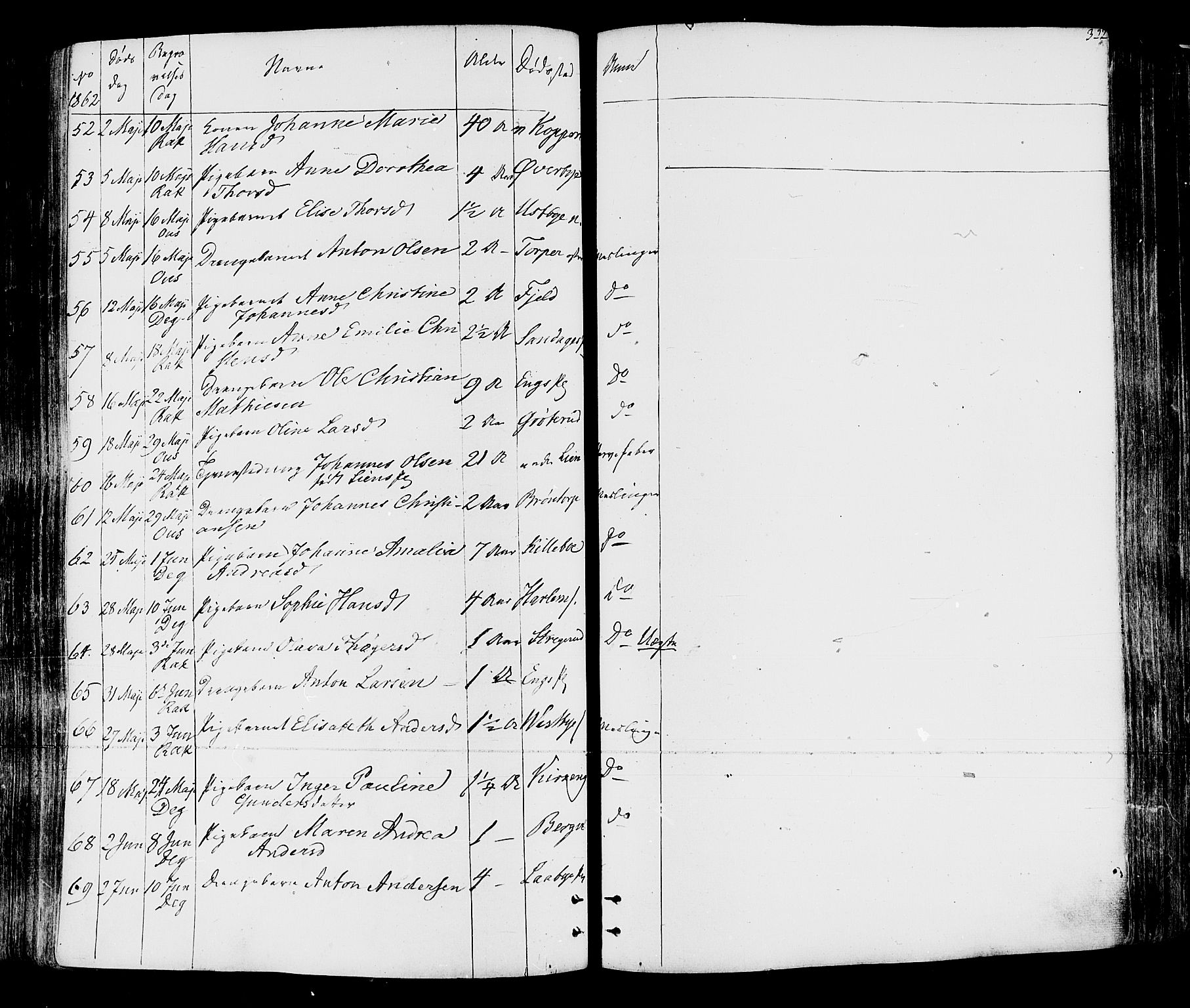 Rakkestad prestekontor Kirkebøker, AV/SAO-A-2008/F/Fa/L0011: Parish register (official) no. I 11, 1862-1877, p. 322