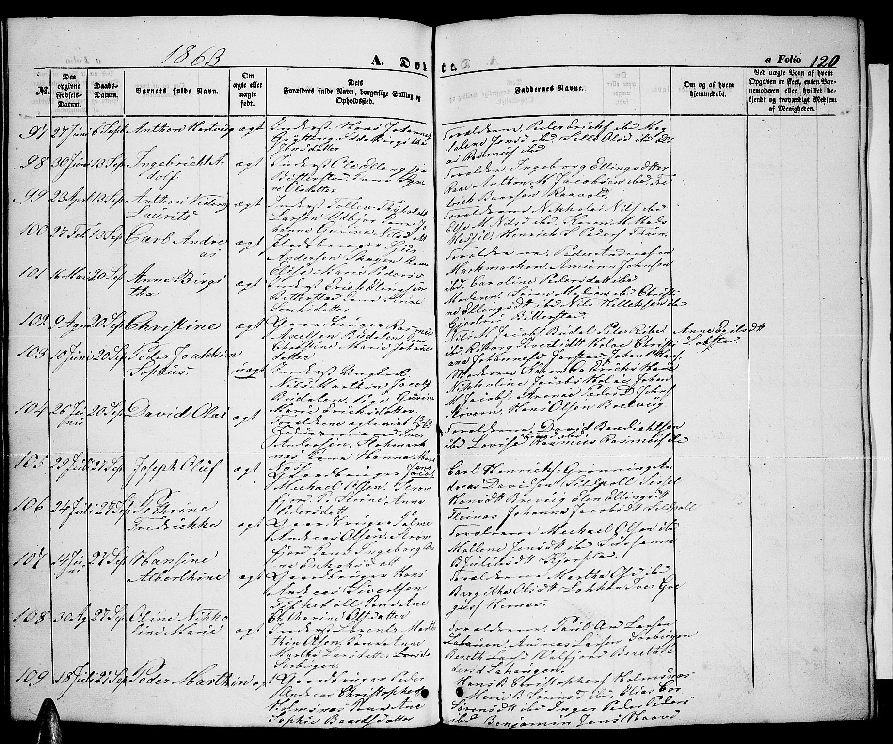 Ministerialprotokoller, klokkerbøker og fødselsregistre - Nordland, AV/SAT-A-1459/888/L1265: Parish register (copy) no. 888C03, 1850-1863, p. 120