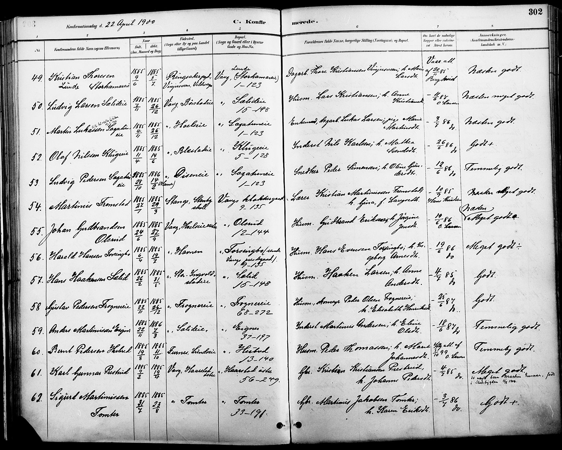 Vang prestekontor, Hedmark, AV/SAH-PREST-008/H/Ha/Haa/L0019A: Parish register (official) no. 19, 1886-1900, p. 302