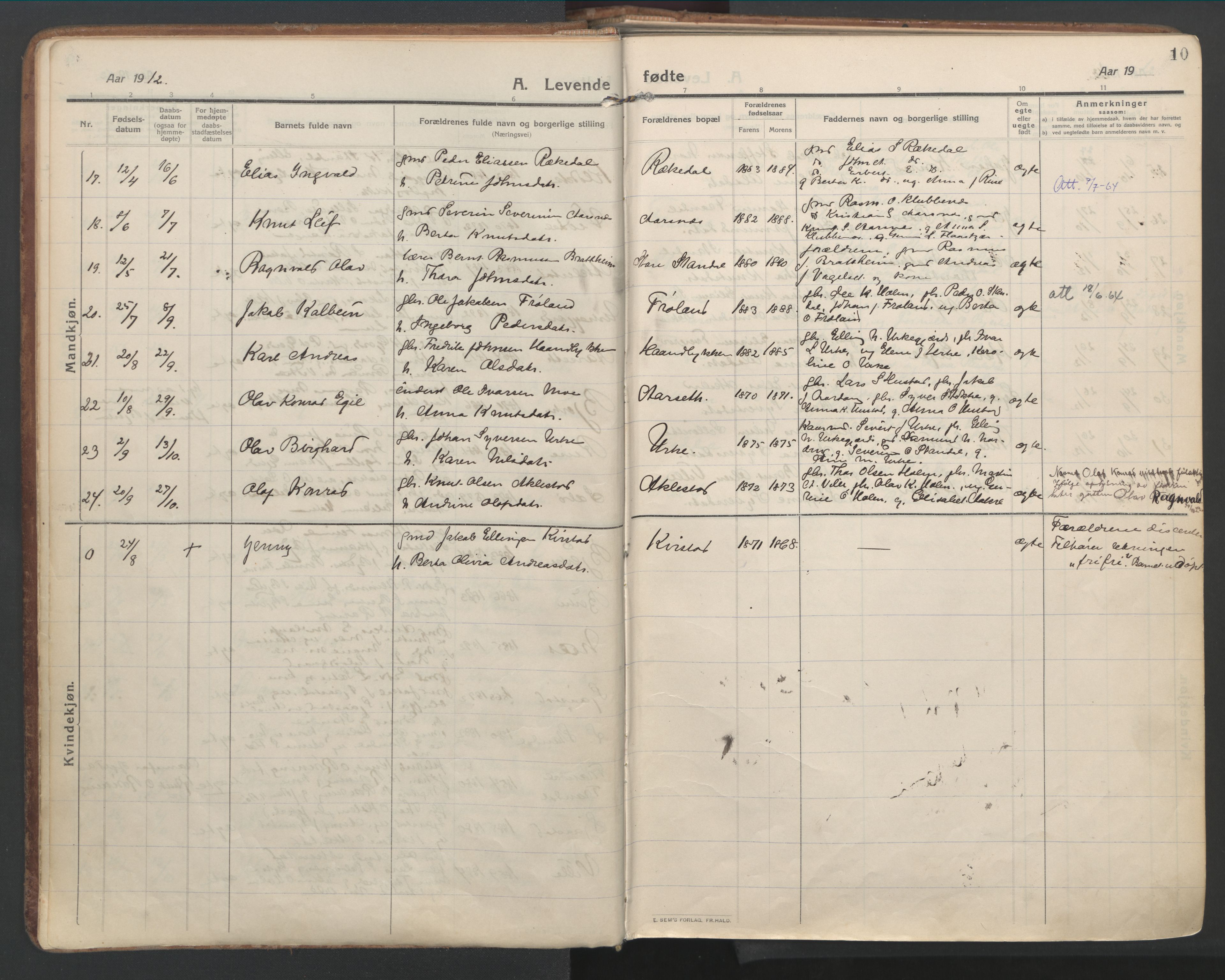 Ministerialprotokoller, klokkerbøker og fødselsregistre - Møre og Romsdal, AV/SAT-A-1454/515/L0212: Parish register (official) no. 515A08, 1911-1935, p. 10