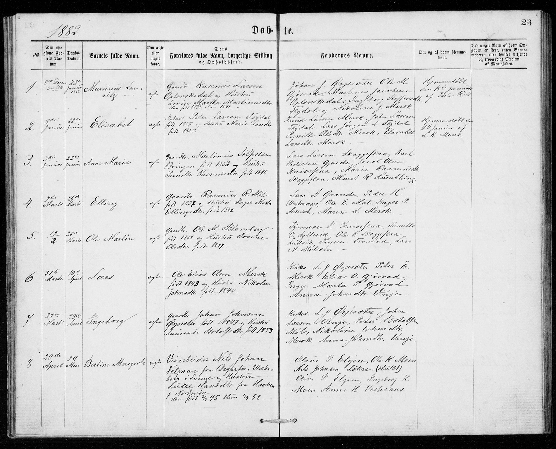 Ministerialprotokoller, klokkerbøker og fødselsregistre - Møre og Romsdal, AV/SAT-A-1454/518/L0235: Parish register (copy) no. 518C02, 1867-1888, p. 23