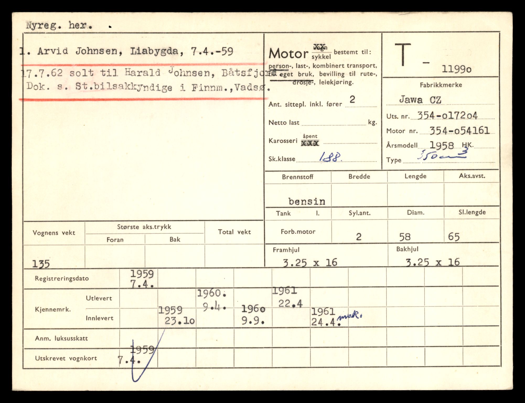 Møre og Romsdal vegkontor - Ålesund trafikkstasjon, AV/SAT-A-4099/F/Fe/L0031: Registreringskort for kjøretøy T 11800 - T 11996, 1927-1998, p. 3266