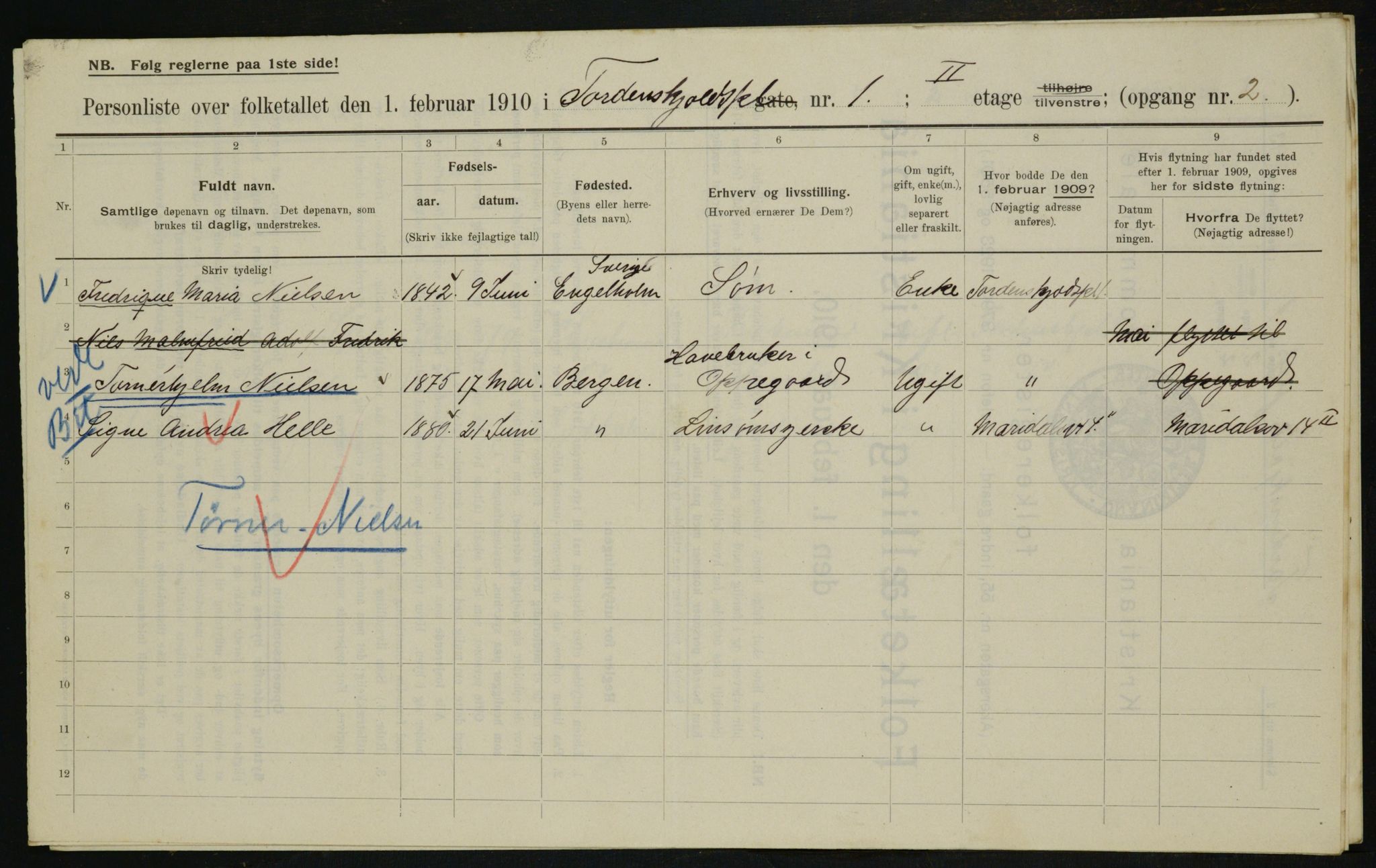 OBA, Municipal Census 1910 for Kristiania, 1910, p. 108030