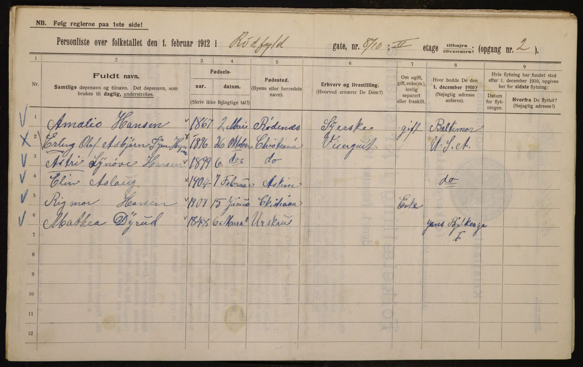 OBA, Municipal Census 1912 for Kristiania, 1912, p. 86093