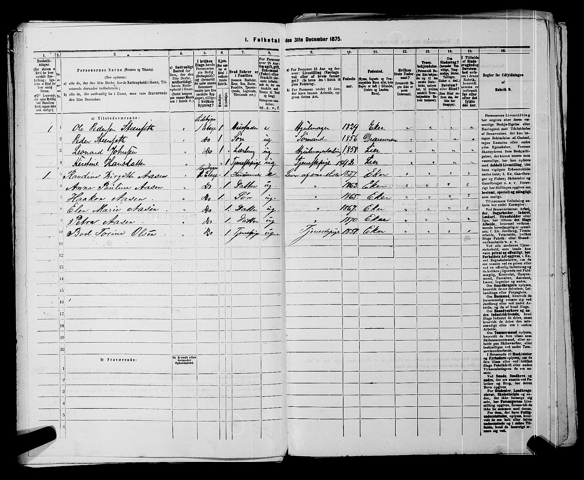 SAKO, 1875 census for 0602 Drammen, 1875, p. 427