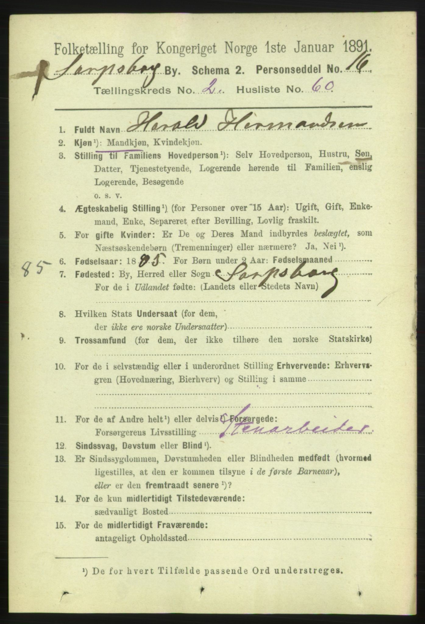 RA, 1891 census for 0102 Sarpsborg, 1891, p. 1887