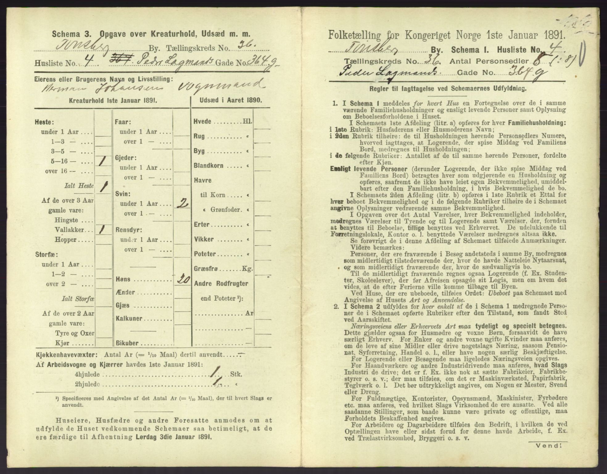 RA, 1891 census for 0705 Tønsberg, 1891, p. 1034