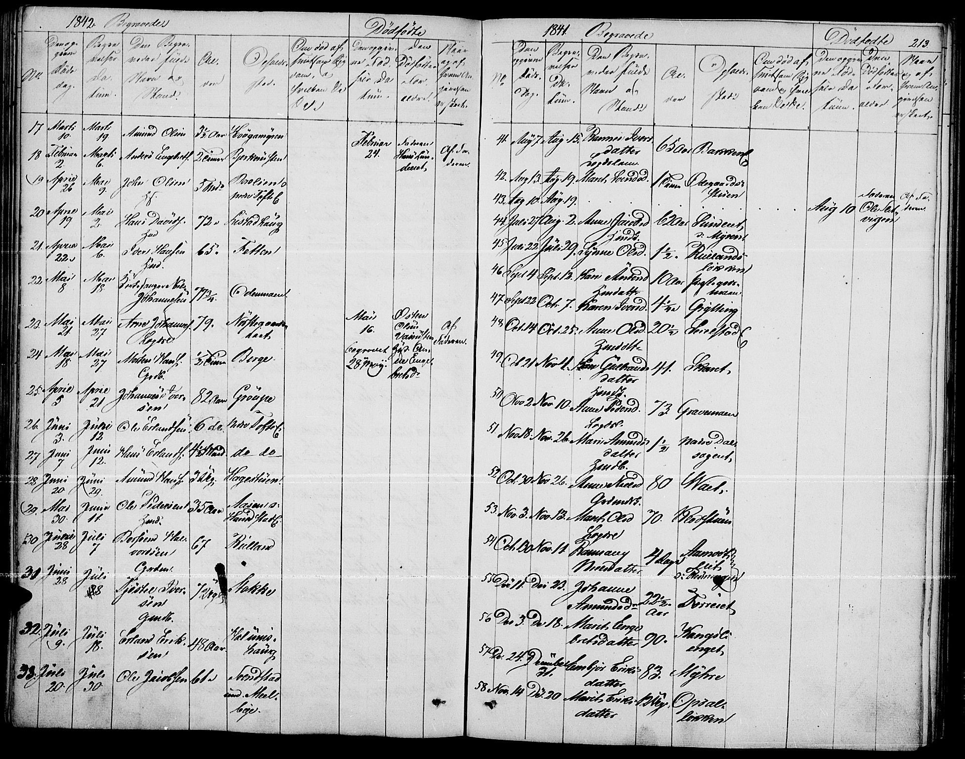 Fron prestekontor, SAH/PREST-078/H/Ha/Haa/L0004: Parish register (official) no. 4, 1839-1848, p. 213