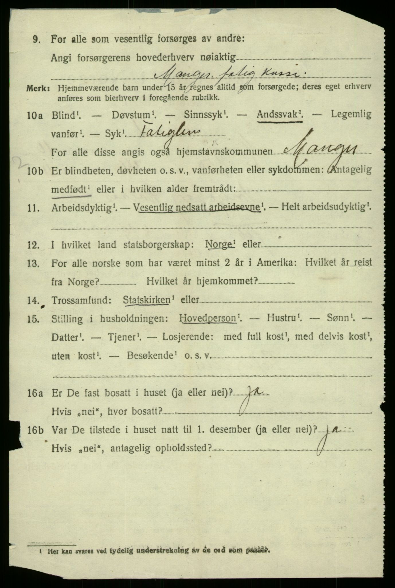 SAB, 1920 census for Manger, 1920, p. 6681