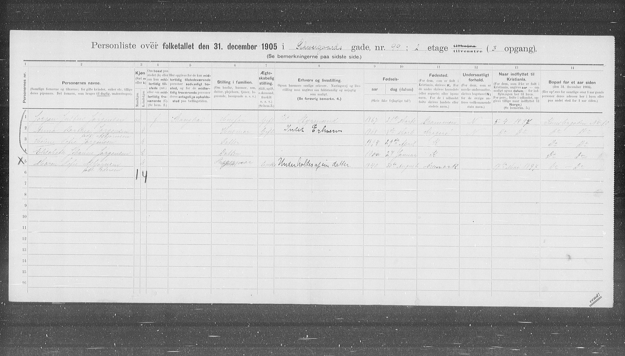 OBA, Municipal Census 1905 for Kristiania, 1905, p. 47744