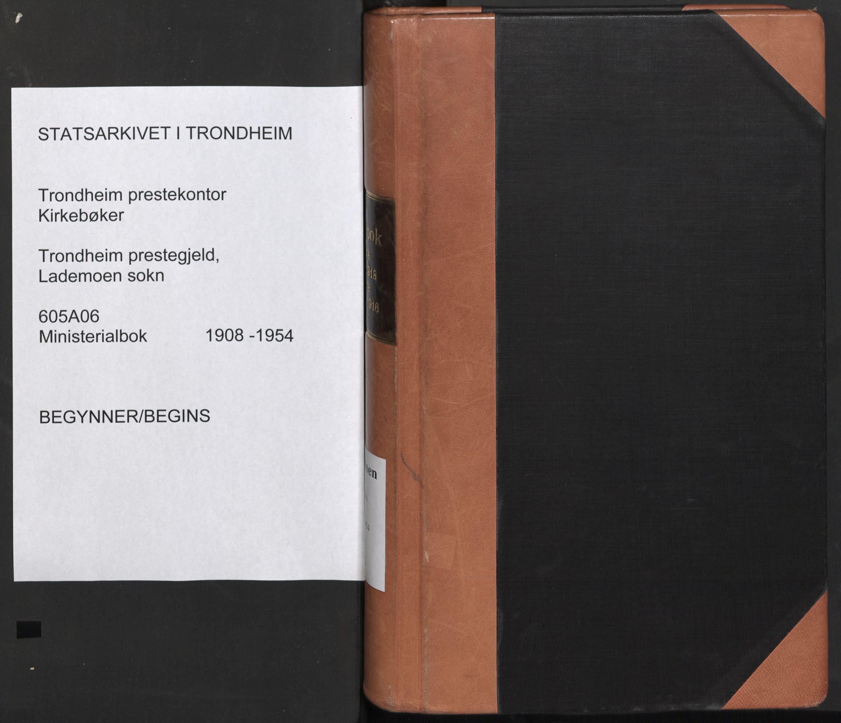 Ministerialprotokoller, klokkerbøker og fødselsregistre - Sør-Trøndelag, SAT/A-1456/605/L0244: Parish register (official) no. 605A06, 1908-1954