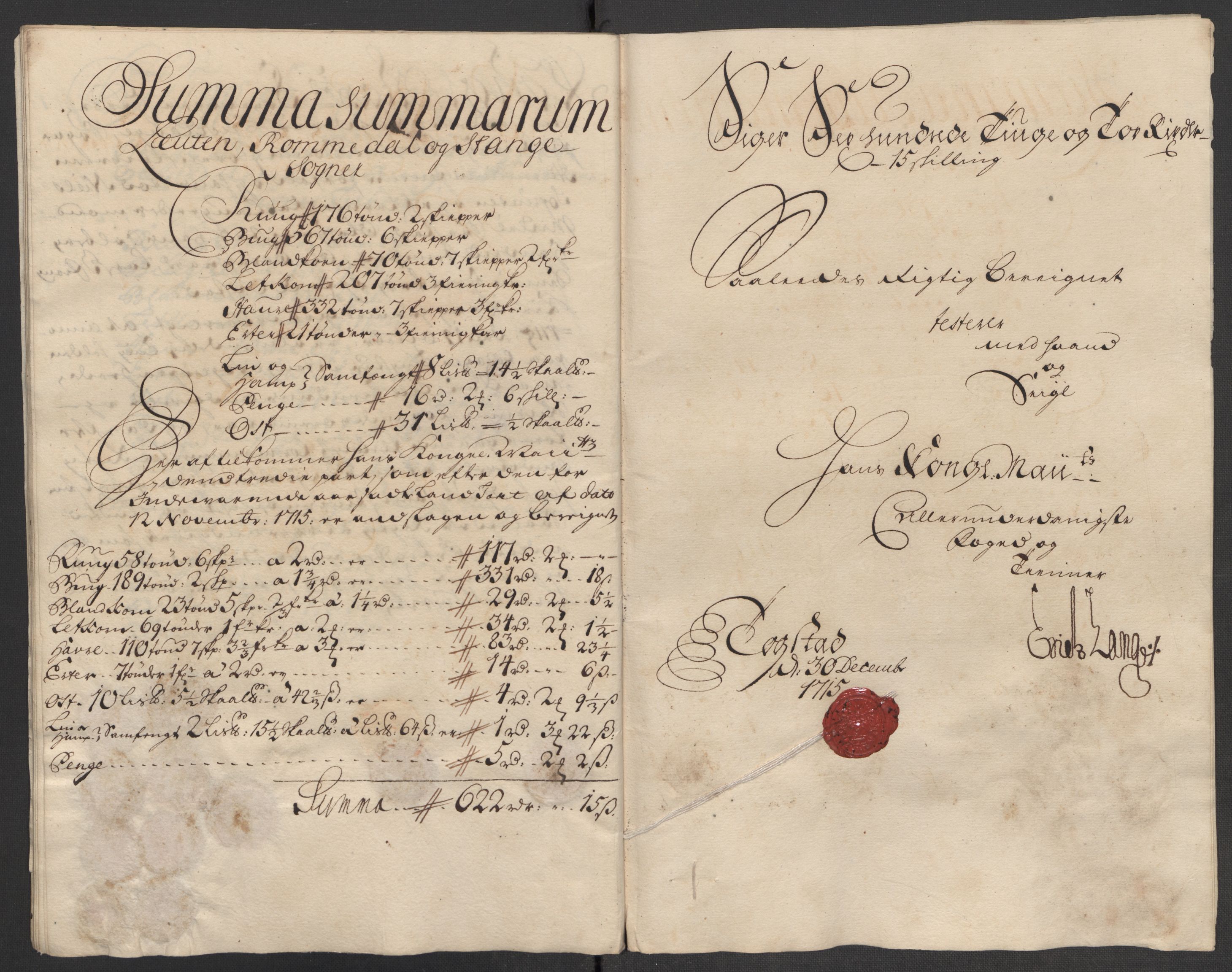 Rentekammeret inntil 1814, Reviderte regnskaper, Fogderegnskap, AV/RA-EA-4092/R16/L1053: Fogderegnskap Hedmark, 1715, p. 326